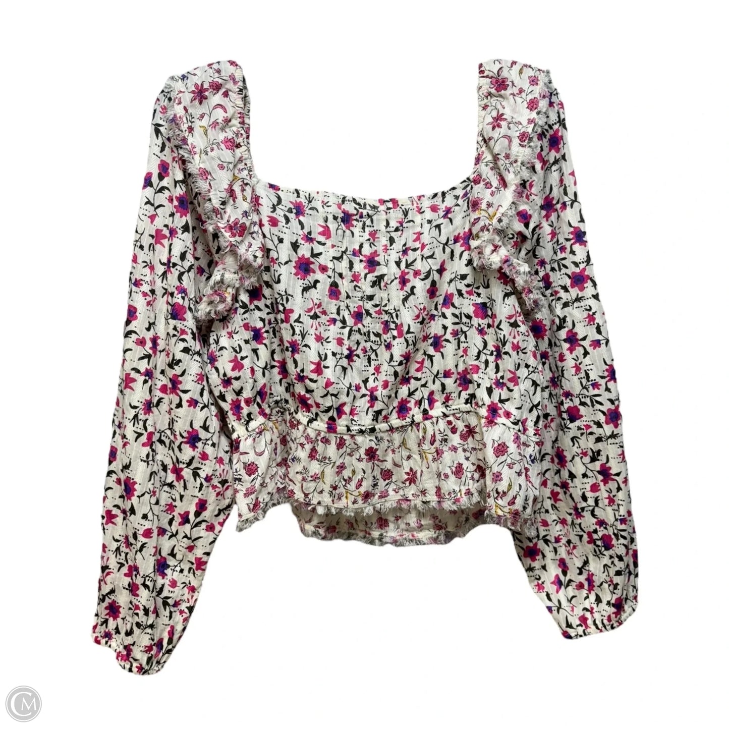 Blouse Long Sleeve By True Craft In Floral Print, Size: Xl