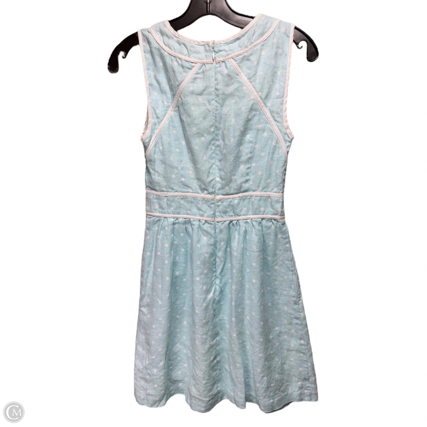 Linen Dress Casual Midi By Kaari Blue In Polkadot Pattern, Size: 2