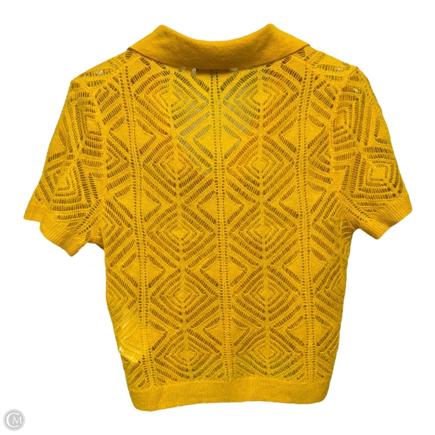 Cashmere Lace Pointelle Sweater-polo By J. Crew In Warm Sunflower, Size: M
