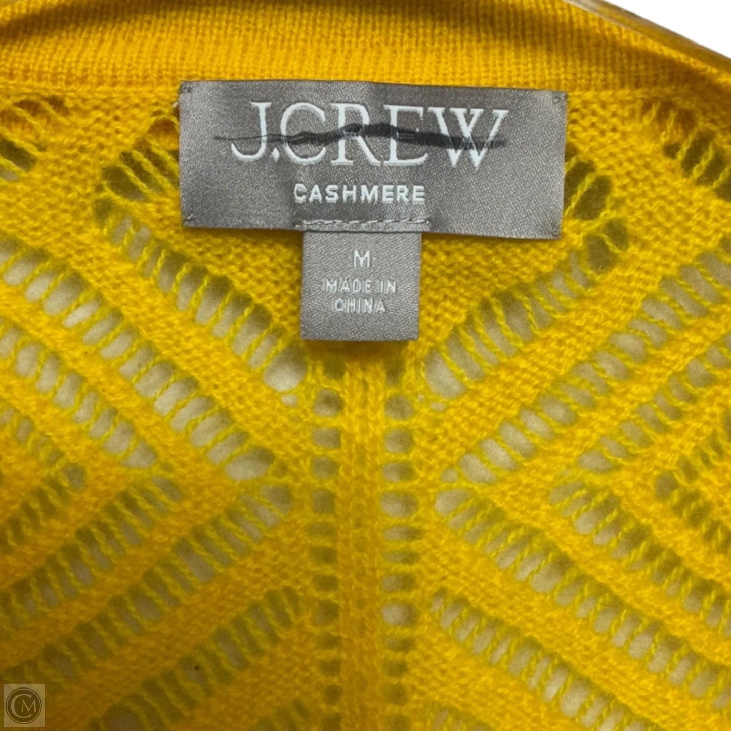 Cashmere Lace Pointelle Sweater-polo By J. Crew In Warm Sunflower, Size: M
