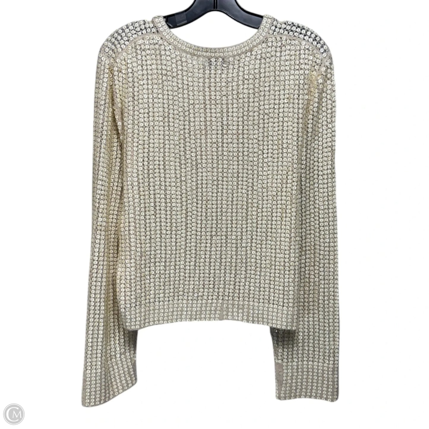Collection Sequin Pointelle Cardigan Sweater By J. Crew Collection In Heather Natural, Size: XL