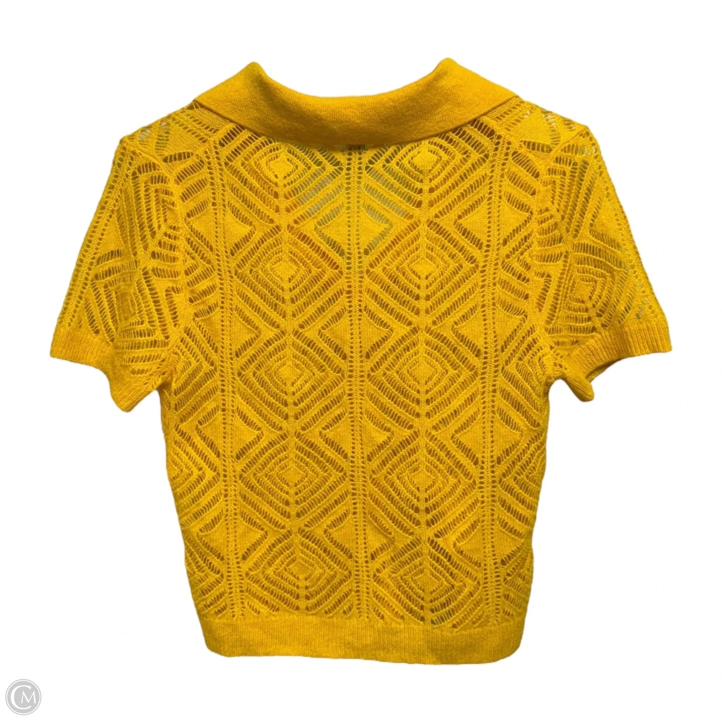 Cashmere Lace Pointelle Sweater-polo By J. Crew In Warm Sunflower, Size: S