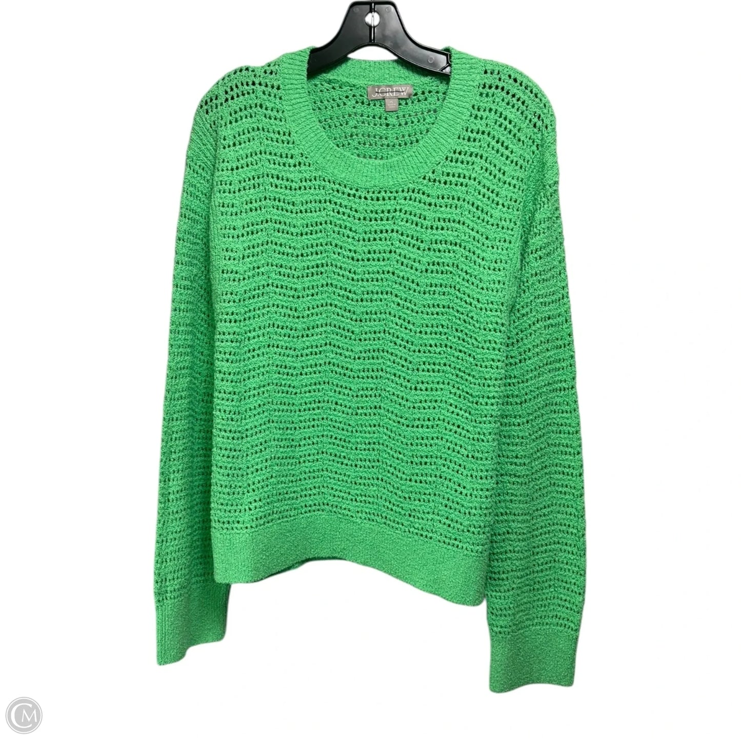 Pointelle Crewneck Sweater By J. Crew In Dark Mint, Size: XL