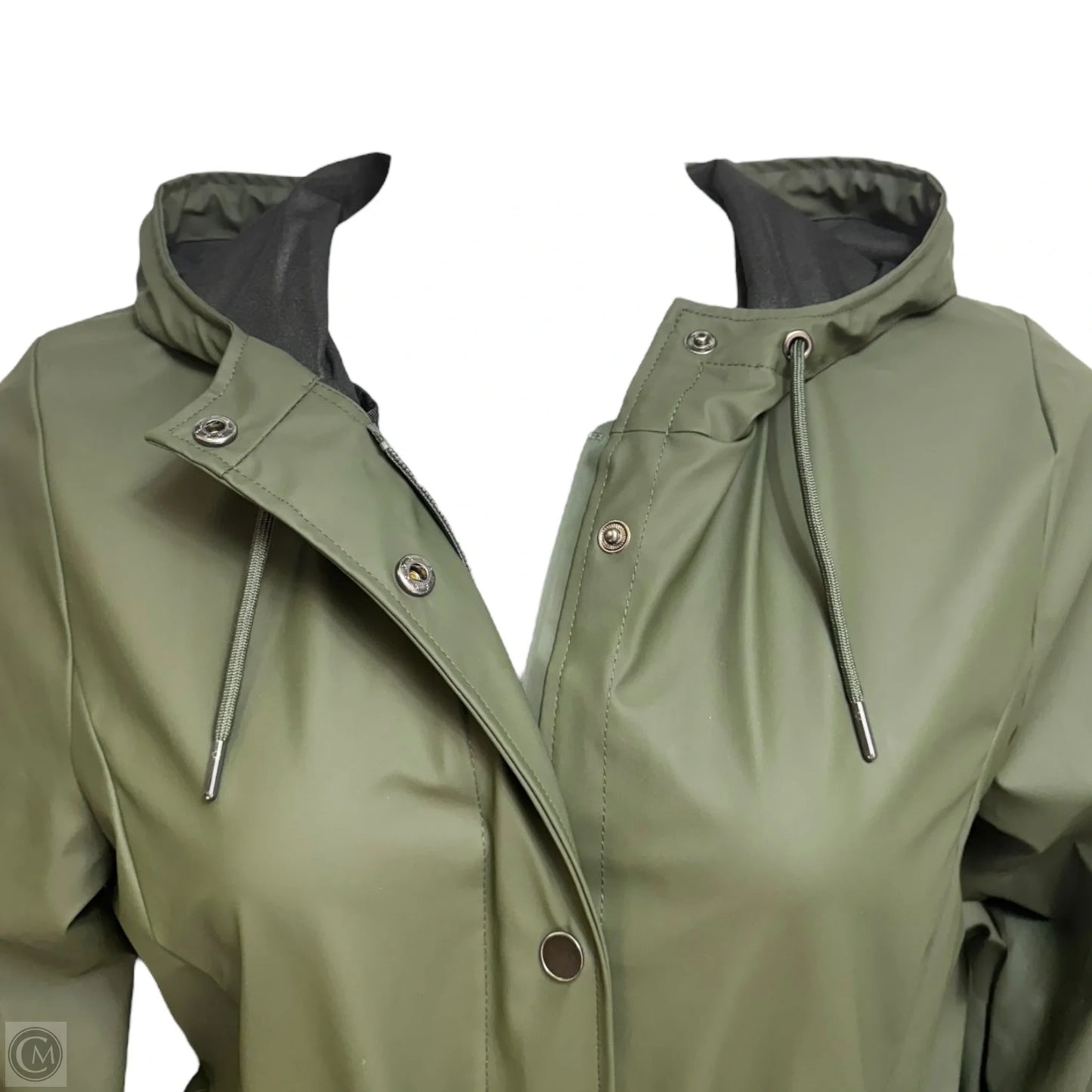 Curve W Jacket Raincoat By Rains In Green, Size: M