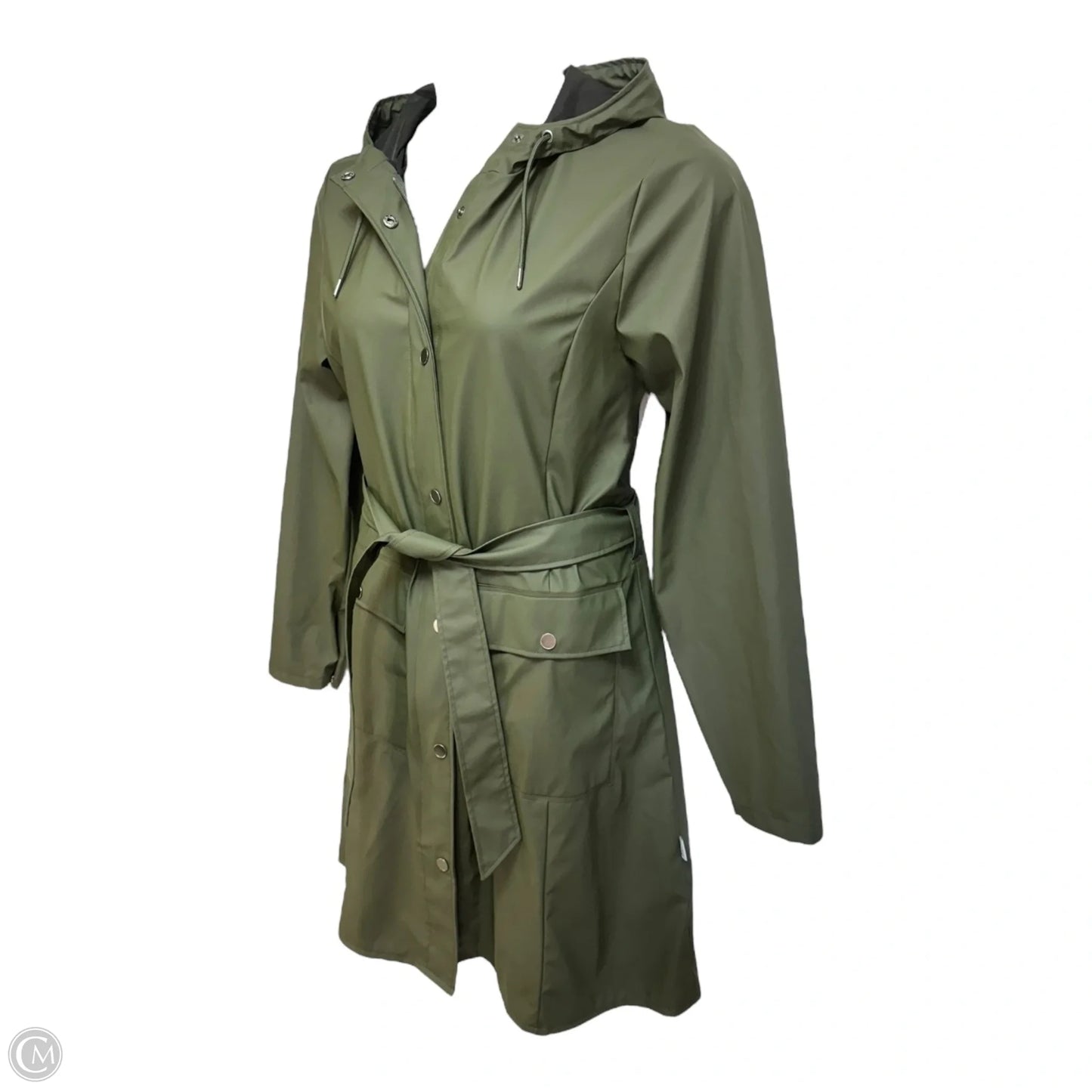 Curve W Jacket Raincoat By Rains In Green, Size: M