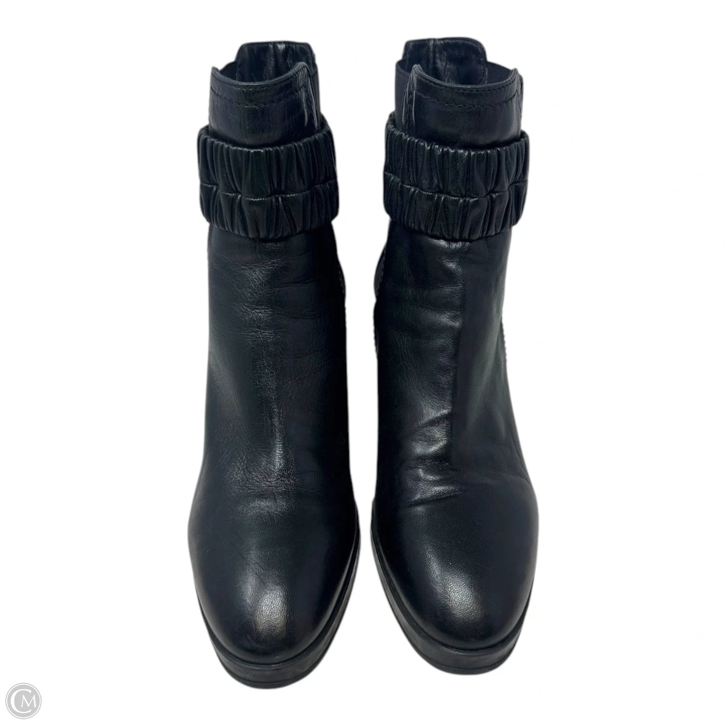 Jewel Nappa Leather Wedge Boots Ankle Heels By Aquatalia In Black, Size: 9
