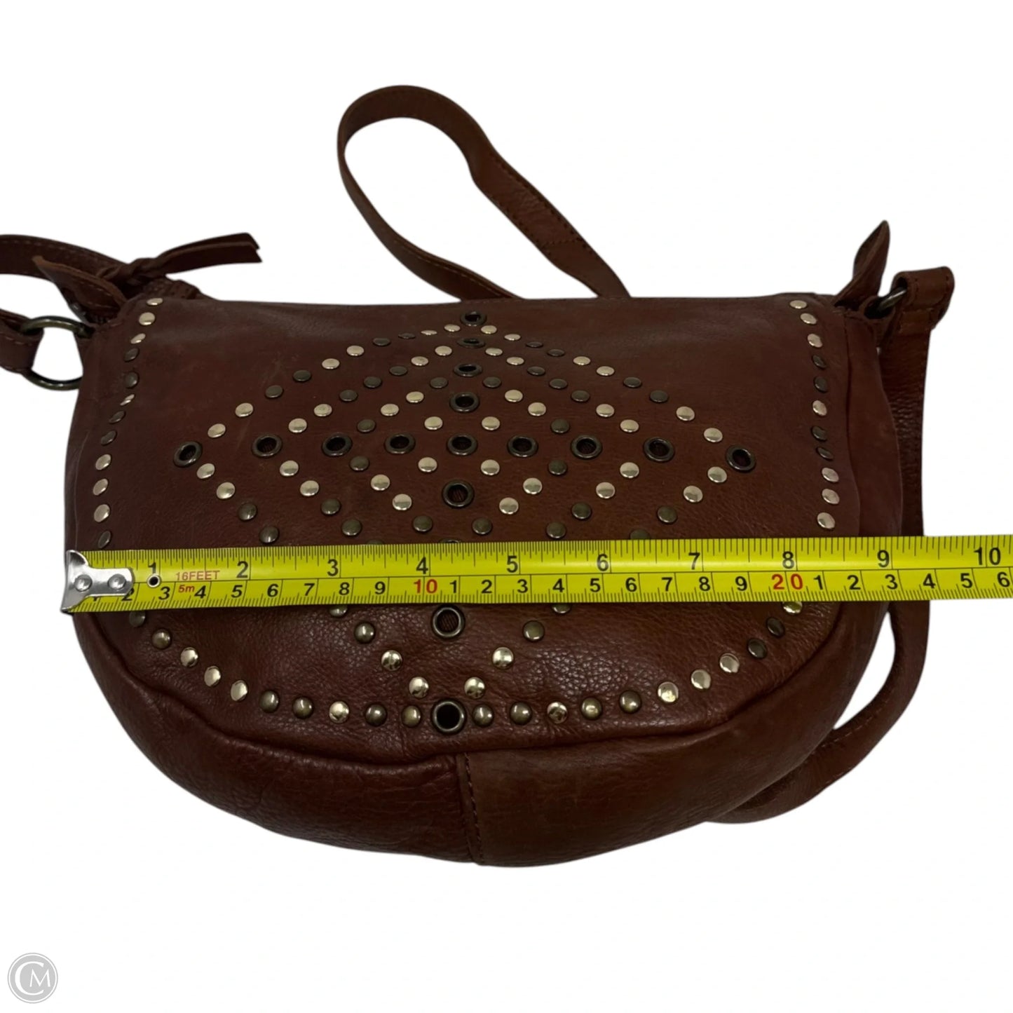 Studded Leather Crossbody Handbag By Ashwood, Size: Medium