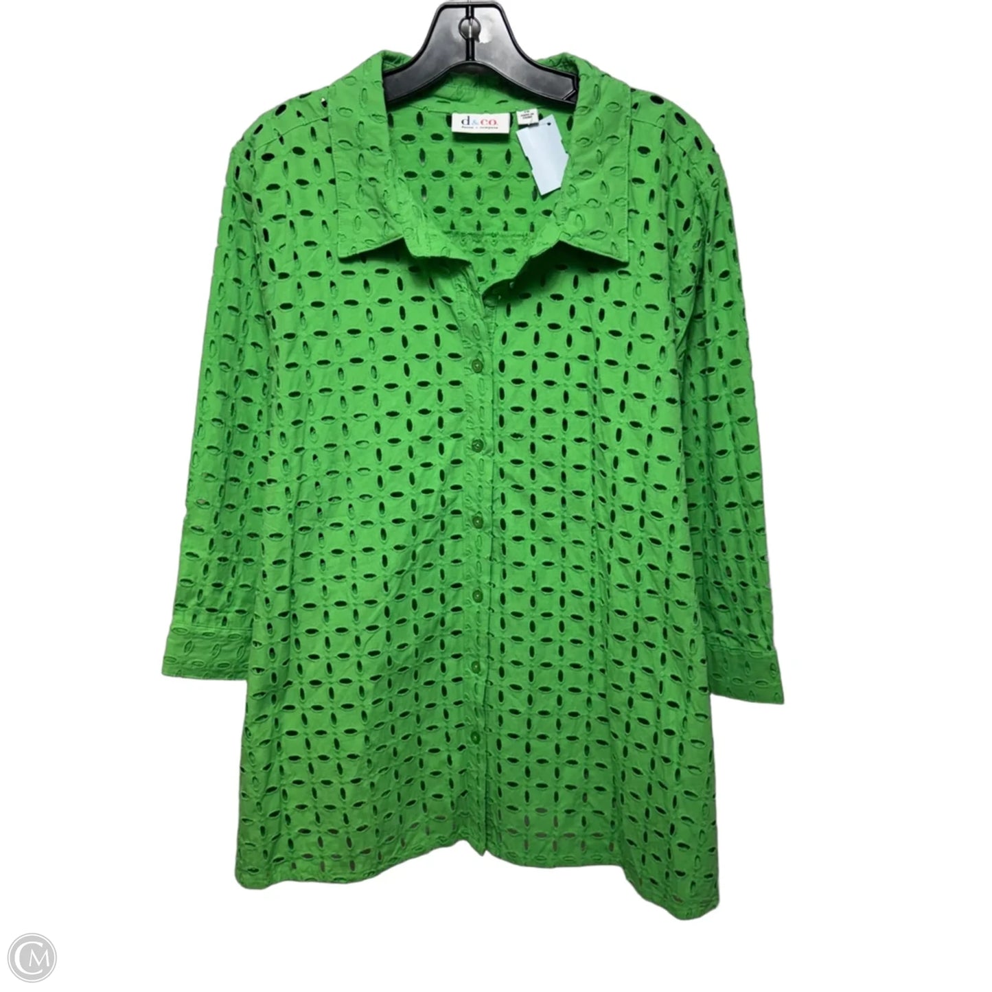 Top 3/4 Sleeve By D&co. In Green, Size: 2x