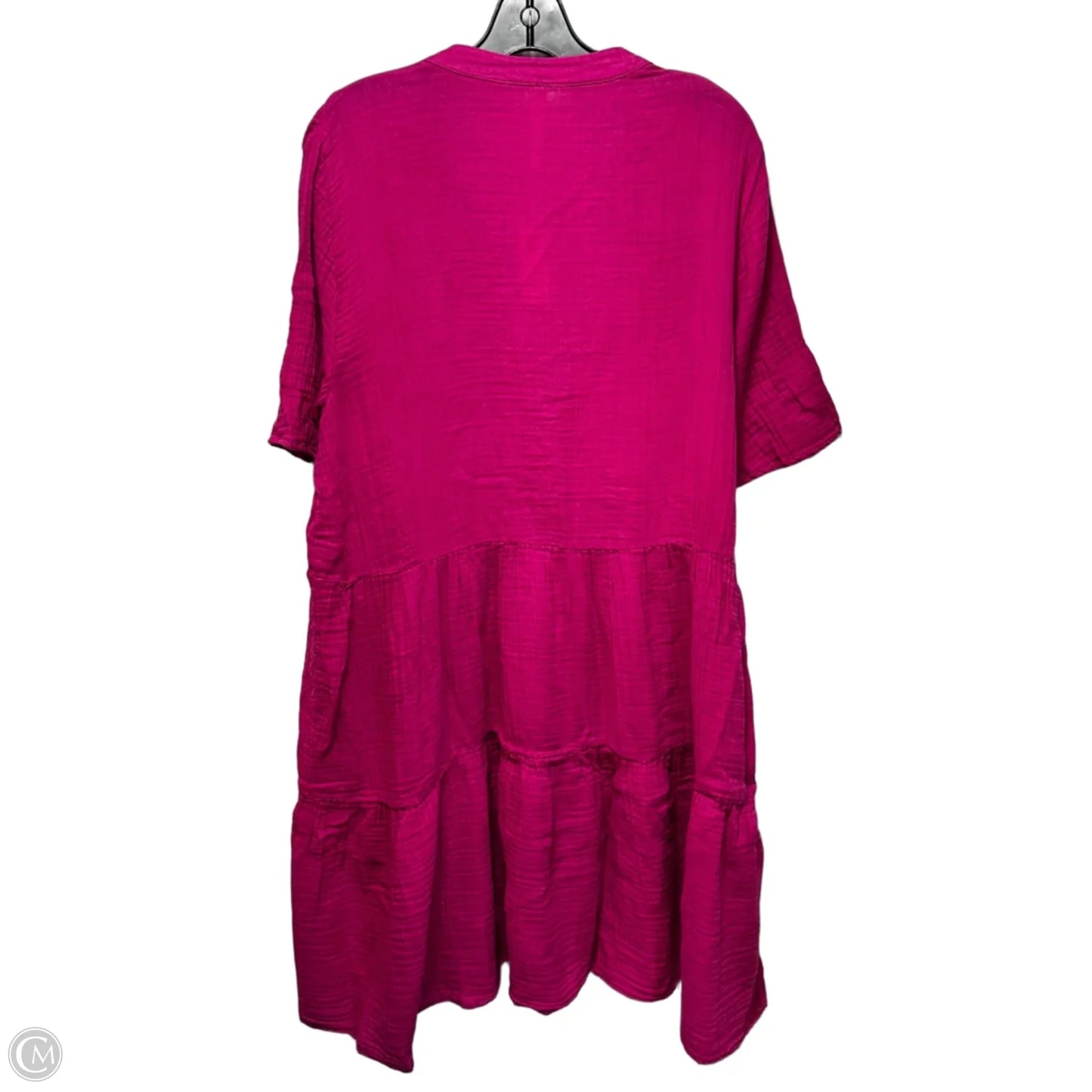 The Kallie Tiered Cotton Gauze Flowy V-Neck Mini Tunic Dress By Anthropologie In Pink, Size: XL