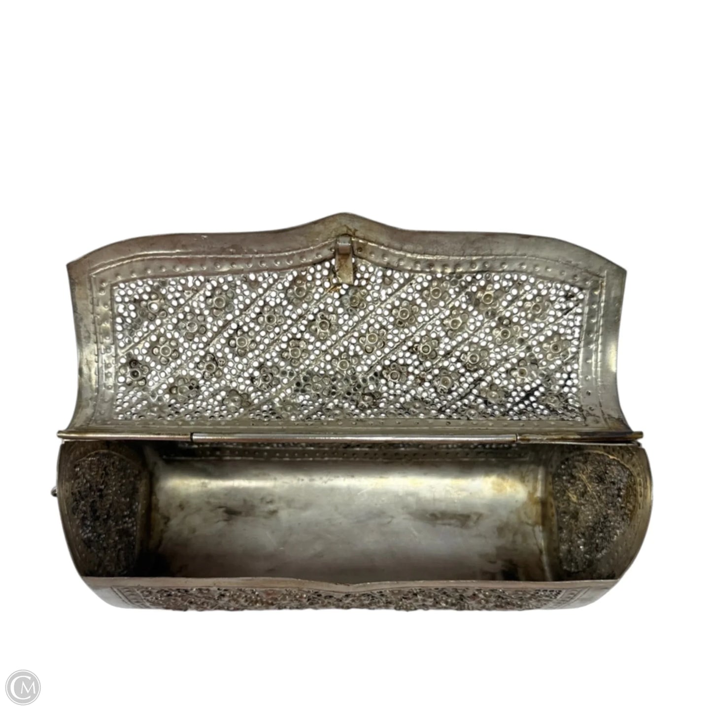 Antiqued Floral Metal Evening Bag, Size: Small