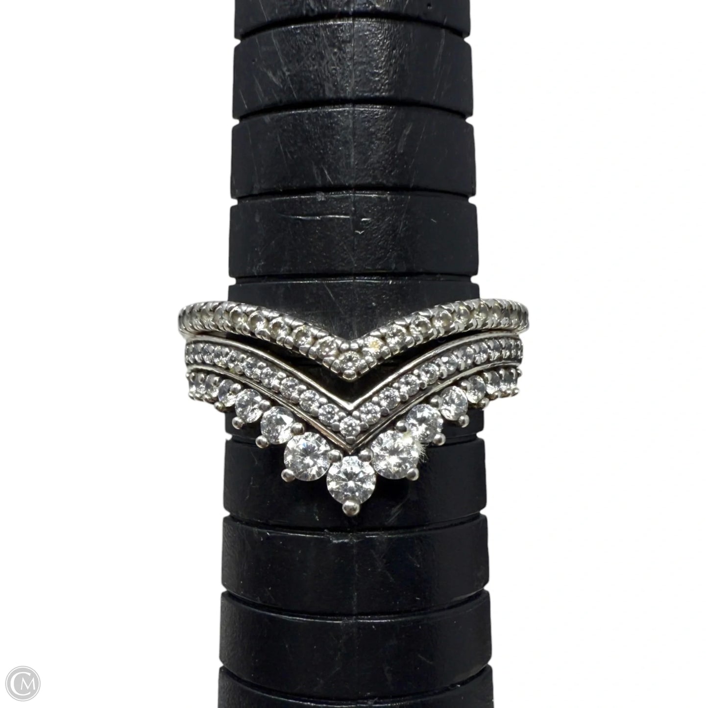 Sterling Silver Princess & Sparkling Wishbone Rings Set By Pandora, Size: 02 Piece Set