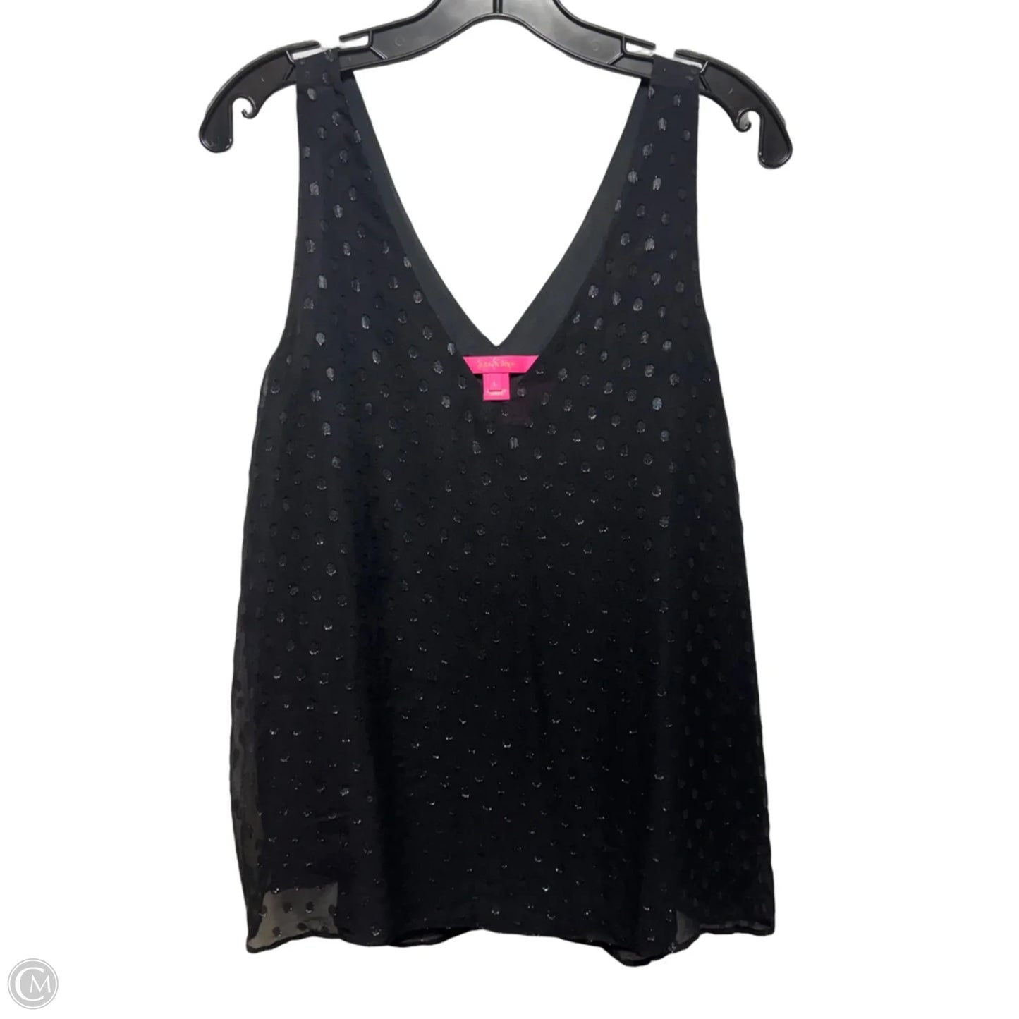 Silk Metallic Top Sleeveless Designer By Lilly Pulitzer In Black, Size: L