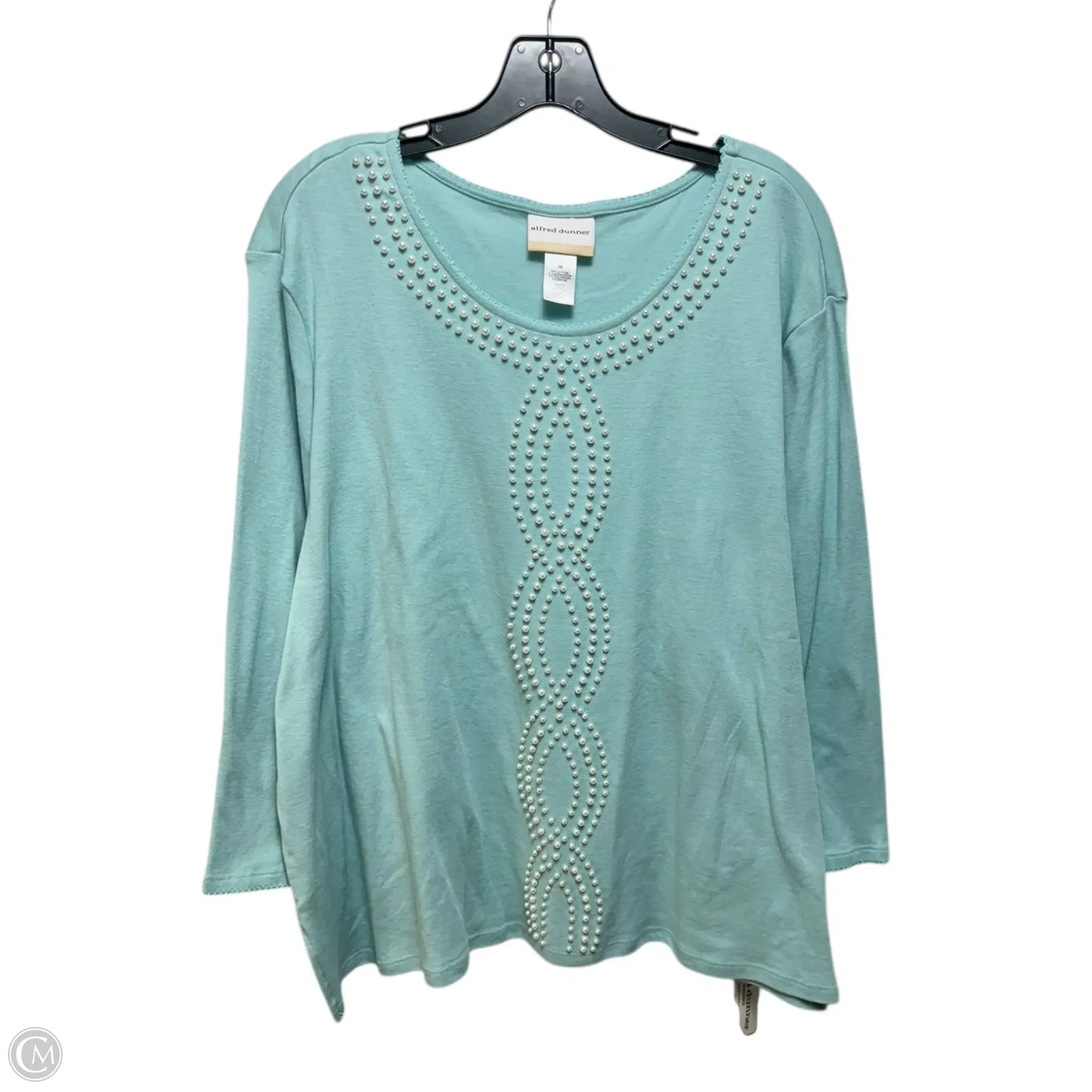 Pearl Embellished Top Long Sleeve By Alfred Dunner In Blue, Size: 3x