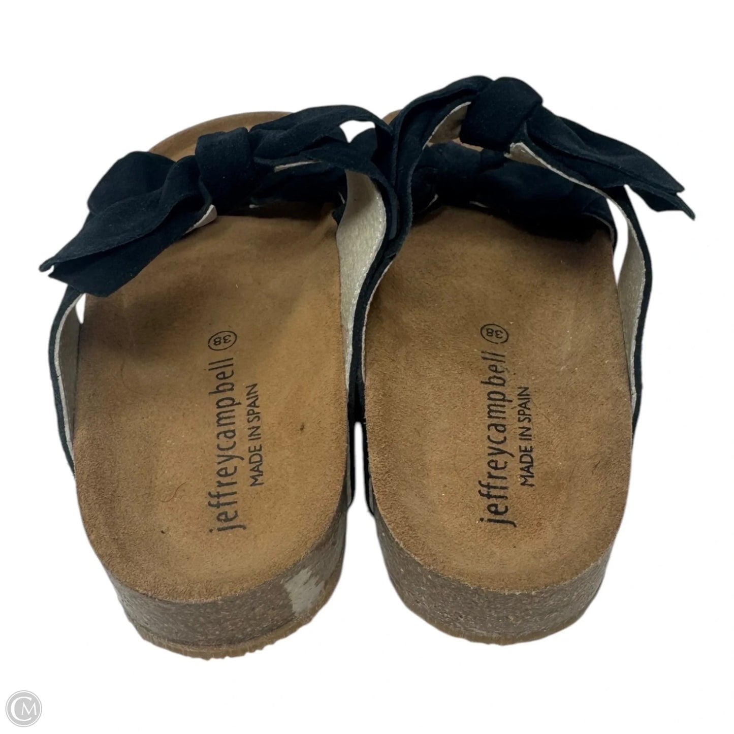 Suede Bow Slides Sandals Flats By Jeffery Campbell In Black, Size: 7.5