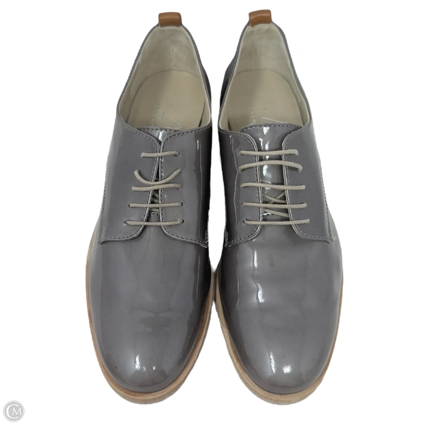 Metallic Patent Oxfords By Agl In Grey, Size: US 6.5/ IT 36.5