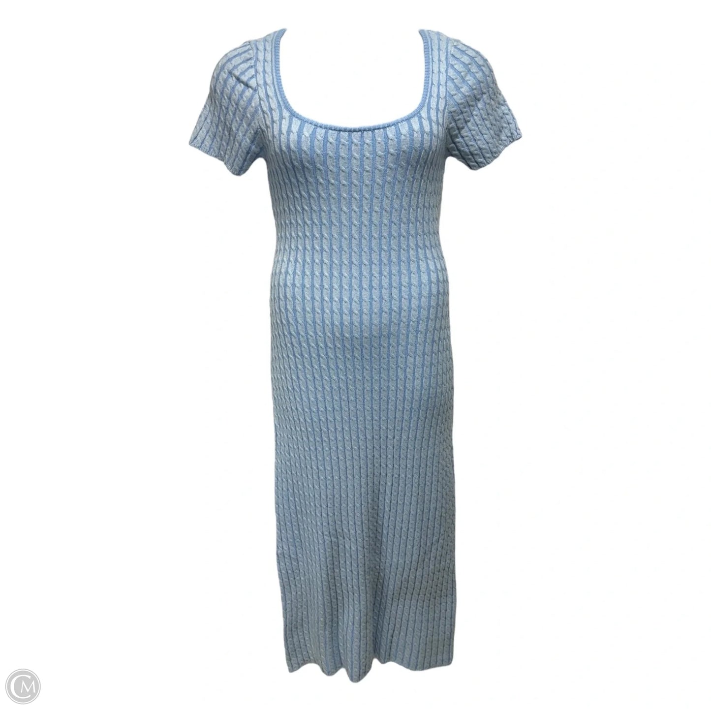 Cable Knit Sweater Dress By Lalavon In Blue, Size: L