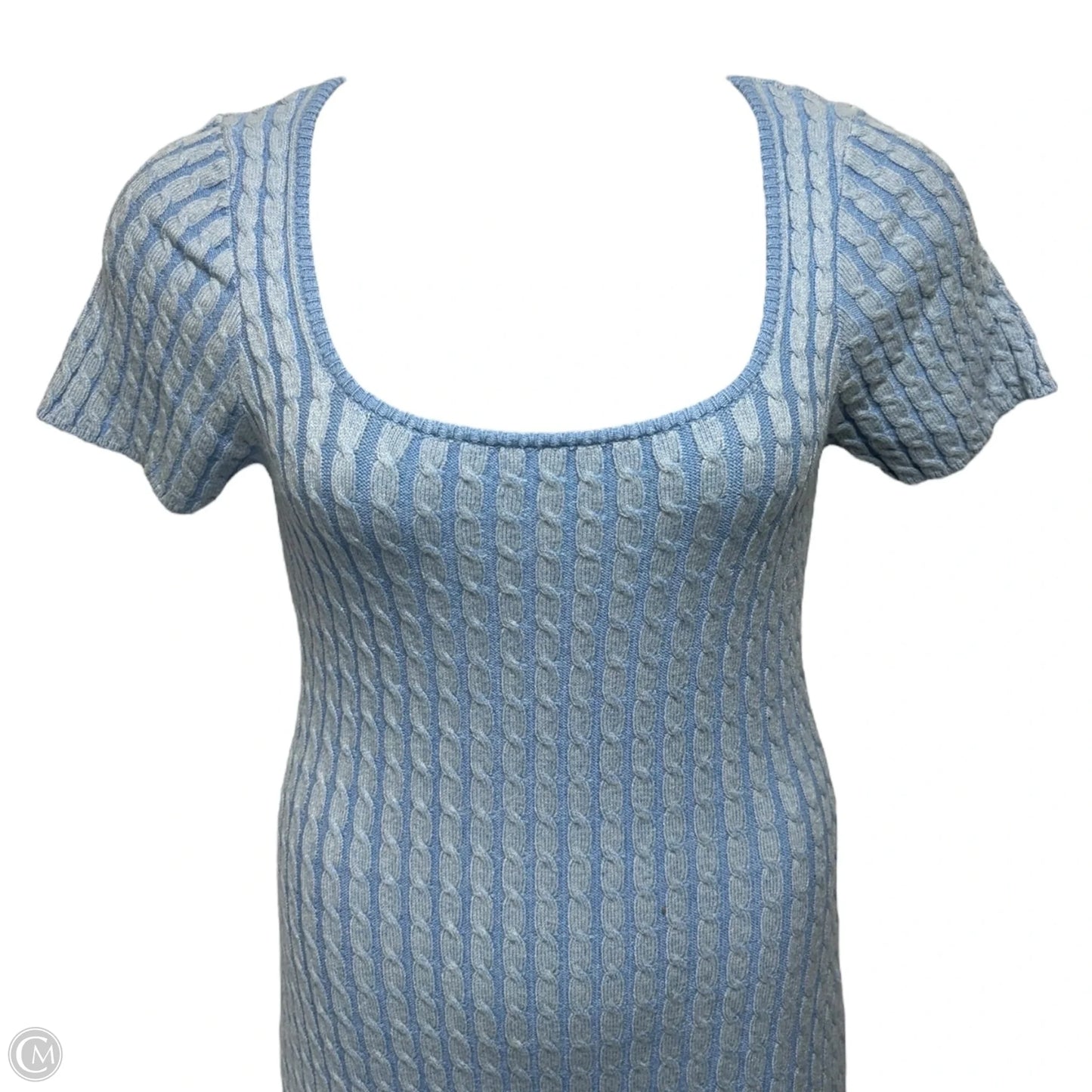 Cable Knit Sweater Dress By Lalavon In Blue, Size: L