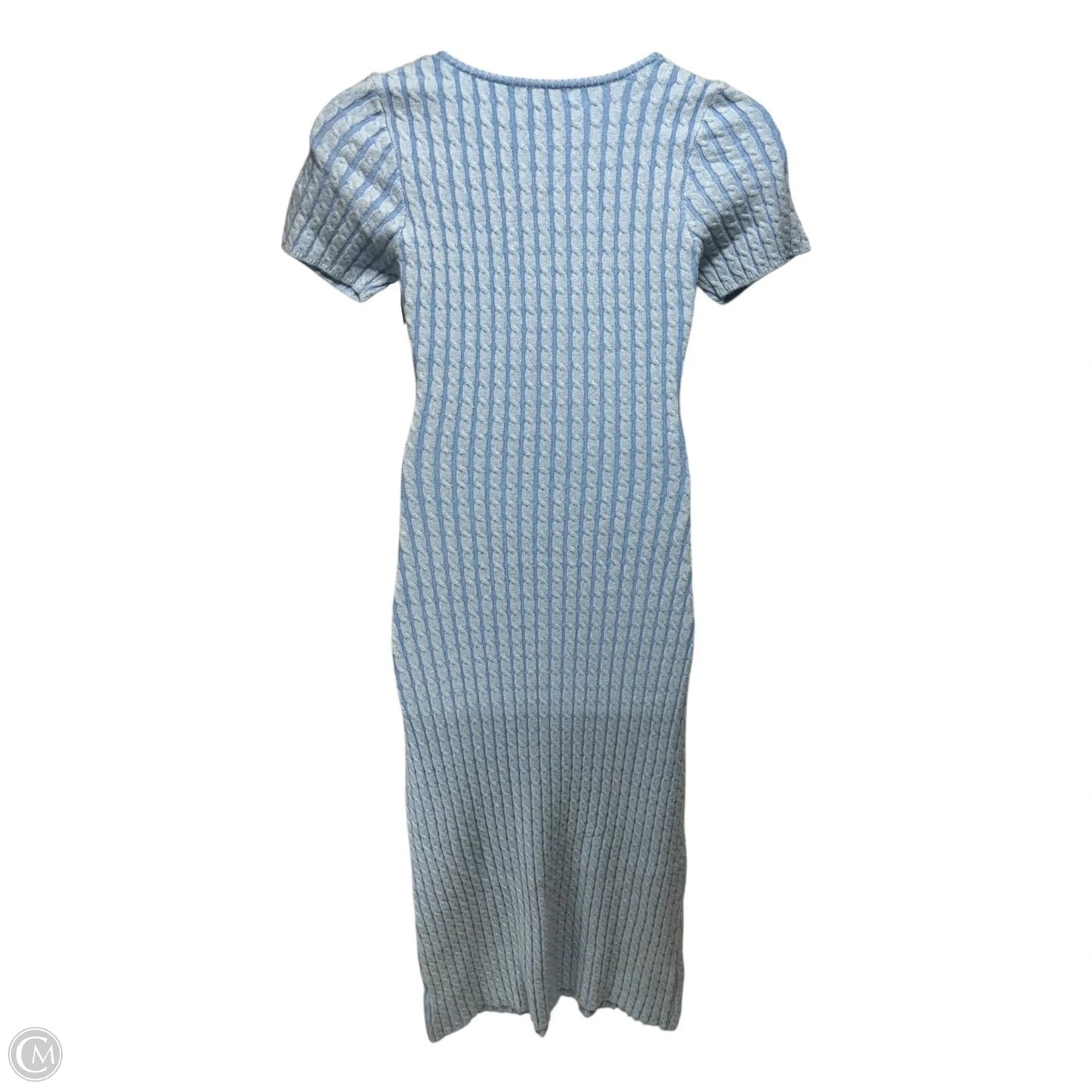 Cable Knit Sweater Dress By Lalavon In Blue, Size: L