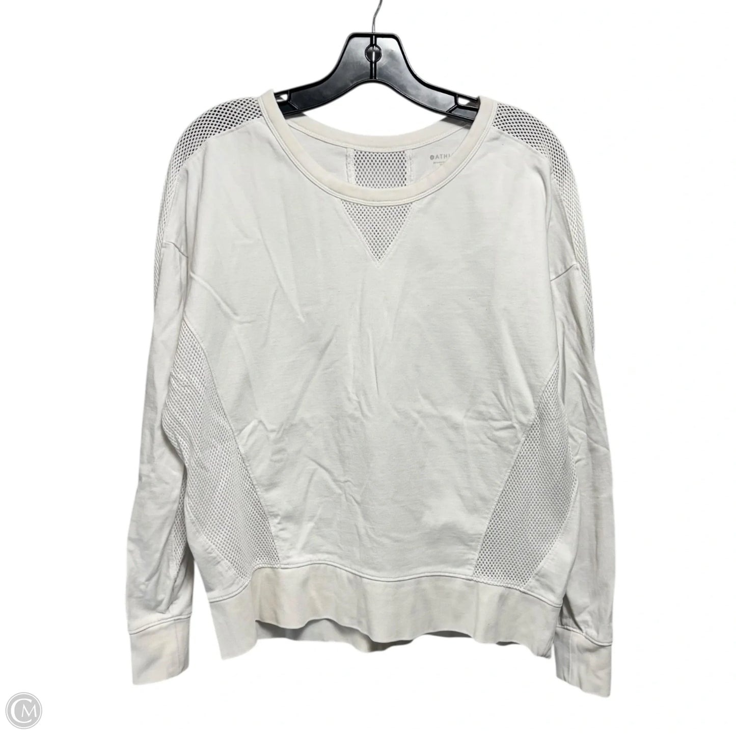 Mesh Trim Athletic Top Long Sleeve Crewneck By Athleta In White, Size: L