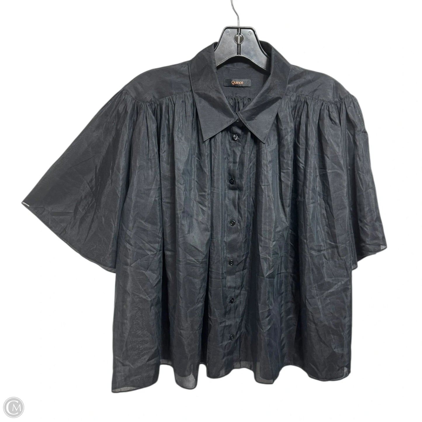 Silk Blend Top Short Sleeve By Quince In Black, Size: L