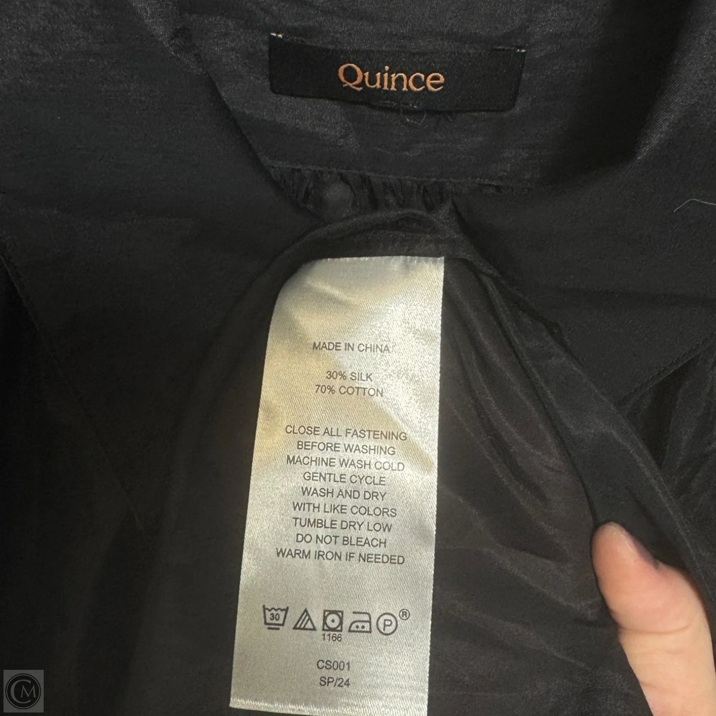 Silk Blend Top Short Sleeve By Quince In Black, Size: L
