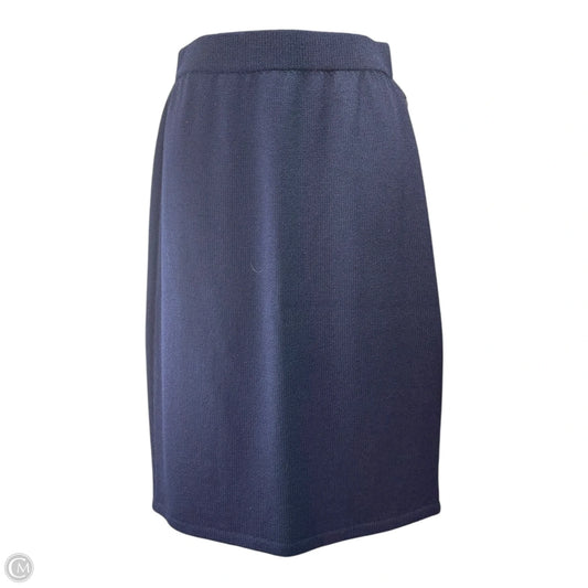 Knit Pencil Skirt Designer By St. John Basics In Navy Blue, Size: 2