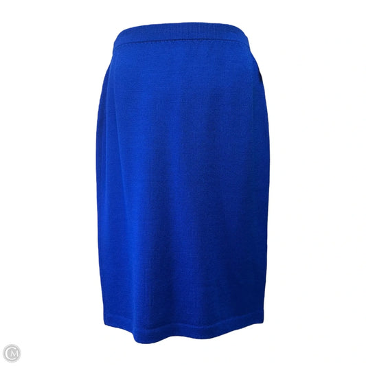Knit Pencil Skirt Designer By St John Collection In Deep Blue, Size: 8