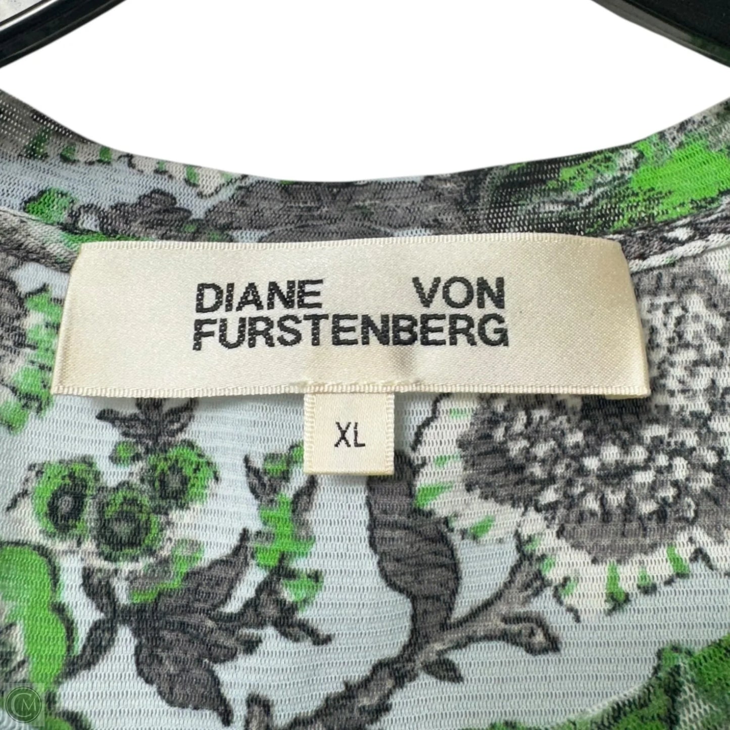 Logan Printed Stretch-Mesh Top Designer By Diane Von Furstenberg In Sky Blue, Size: Xl