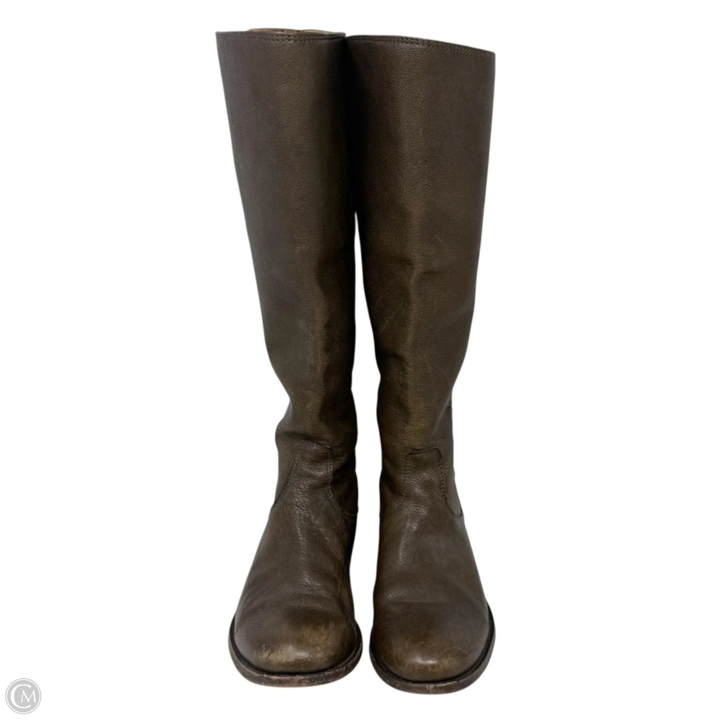 Melissa Button Back Zip Boots Designer By Frye In Grey Antique/Brown, Size: 7.5