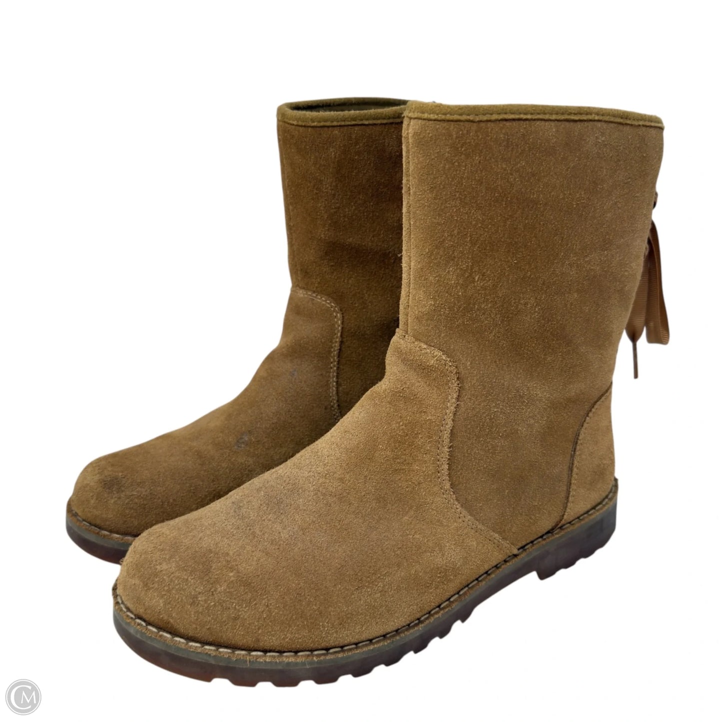 Corene Lace Up Boots Designer By Ugg In Tan, Size: 6