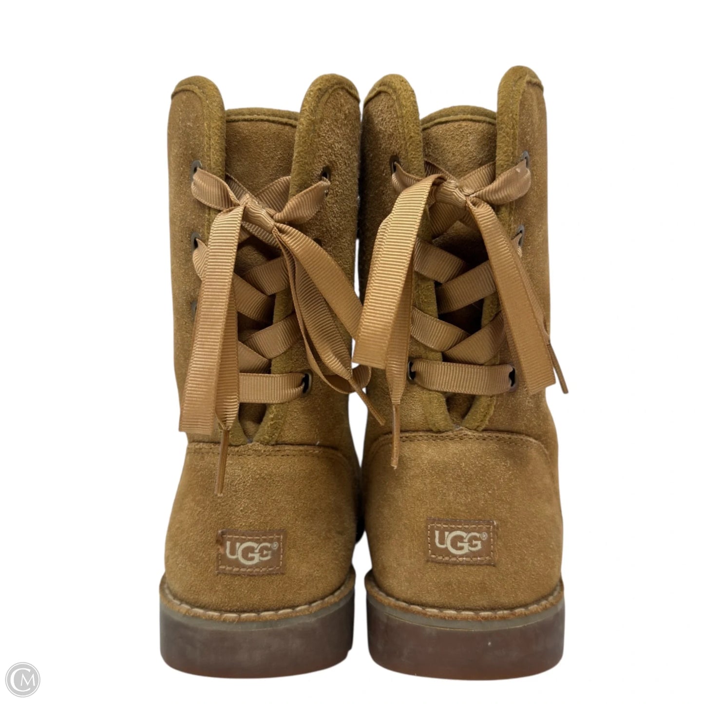 Corene Lace Up Boots Designer By Ugg In Tan, Size: 6
