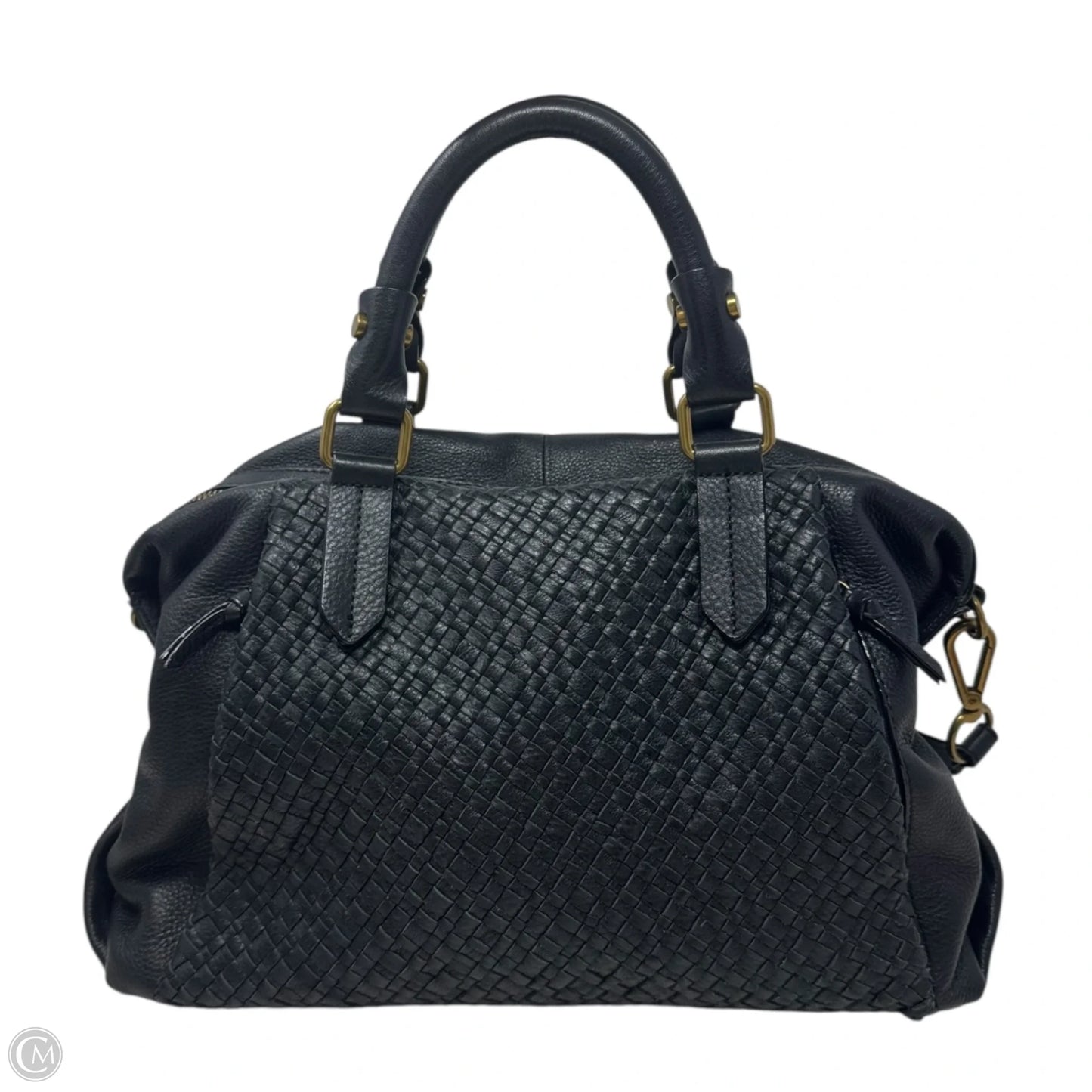 Woven Satchel Handbag Leather By Elliot Lucca, Size: Medium