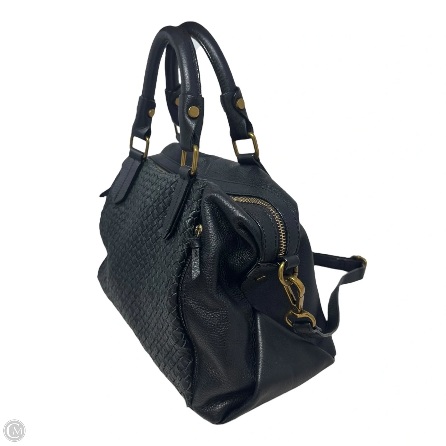 Woven Satchel Handbag Leather By Elliot Lucca, Size: Medium