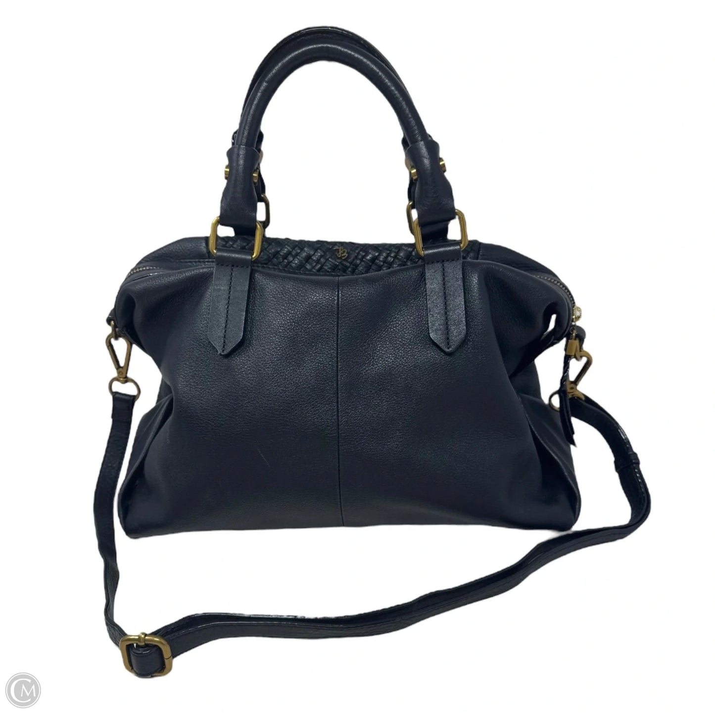 Woven Satchel Handbag Leather By Elliot Lucca, Size: Medium