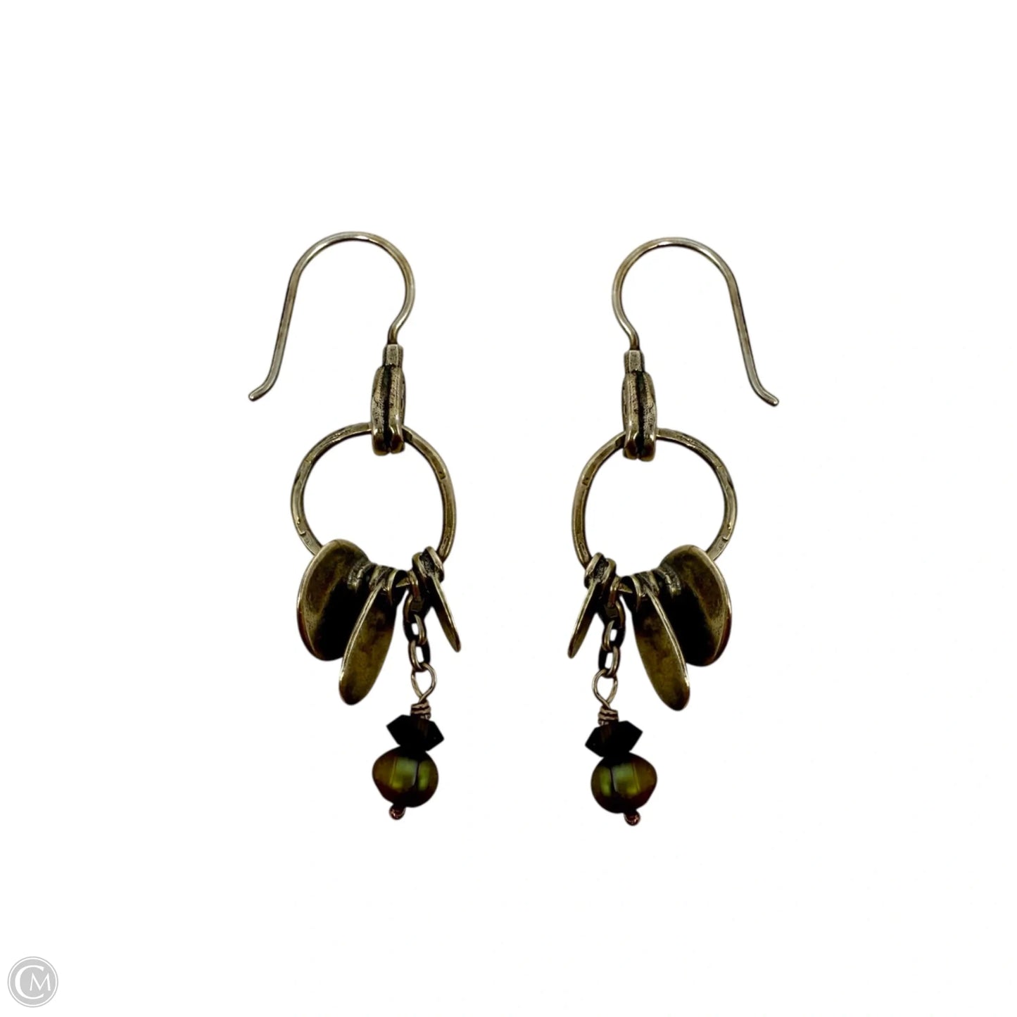 Sterling Silver Disc Smoky Quartz Copper Pearl Dangle Earrings W1550 By Silpada