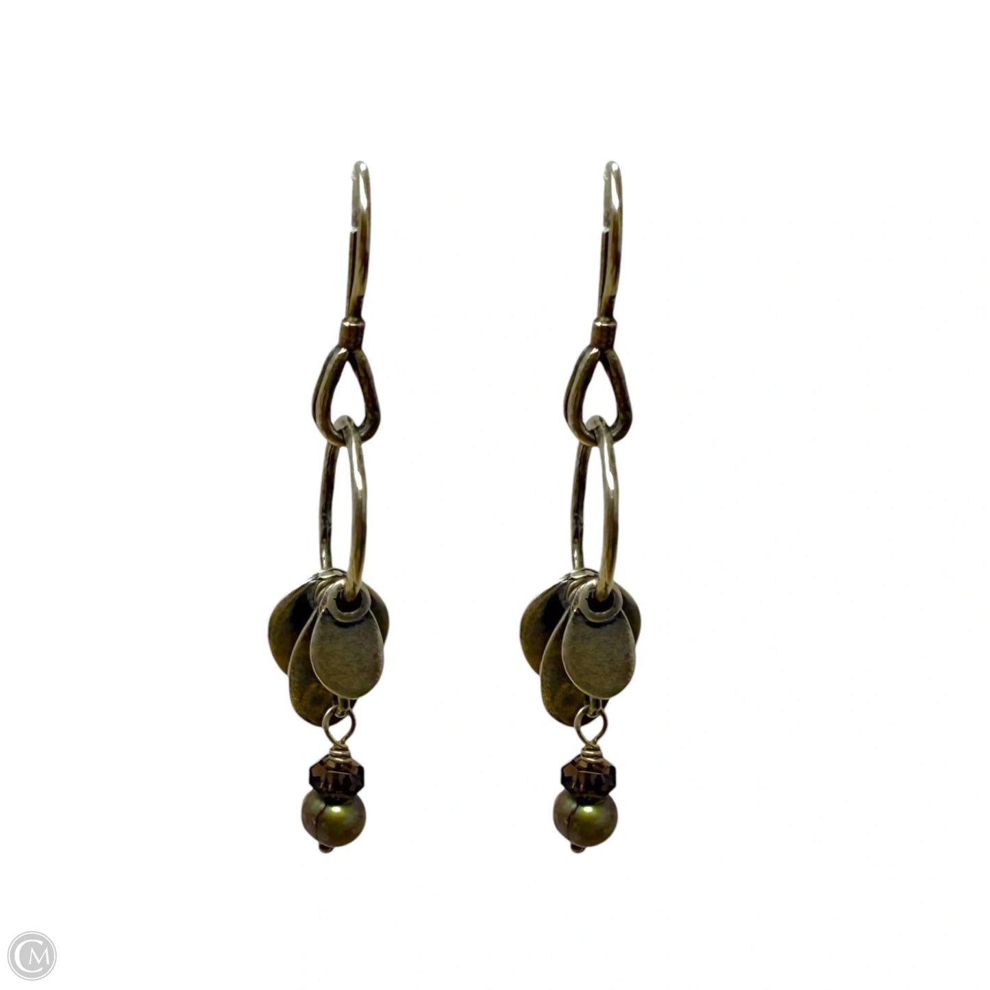 Sterling Silver Disc Smoky Quartz Copper Pearl Dangle Earrings W1550 By Silpada