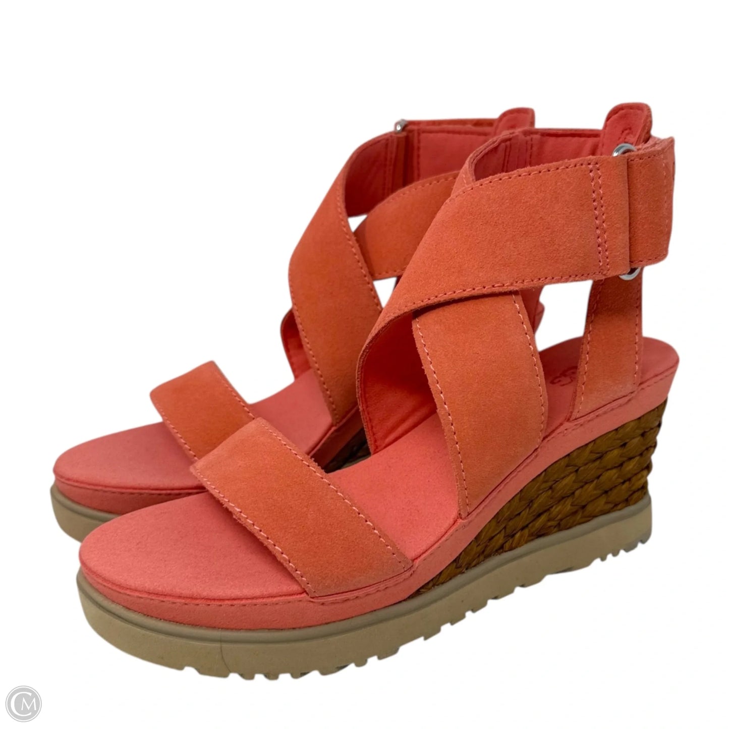 Ileana Ankle Strap Wedge Sandals Designer By Ugg In Peach, Size: 7