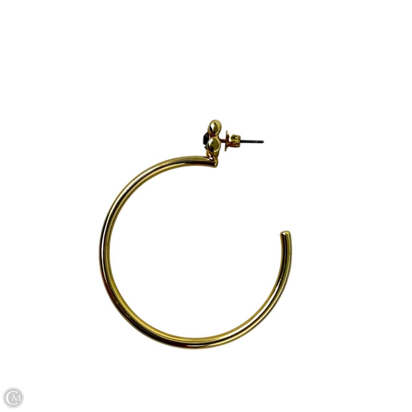 Signature C Gold Tone Crystal Logo Large Hoop Earrings Designer By Coach