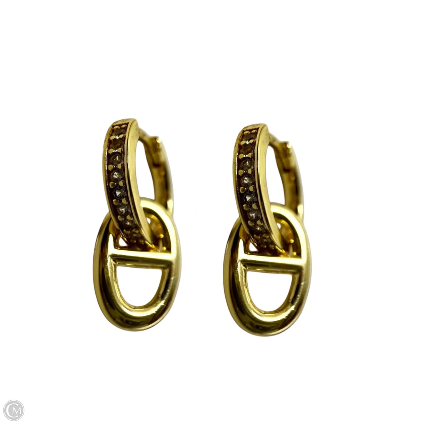 Vermeil Pave Hoop With Nautical Link Earrings By Clothes Mentor