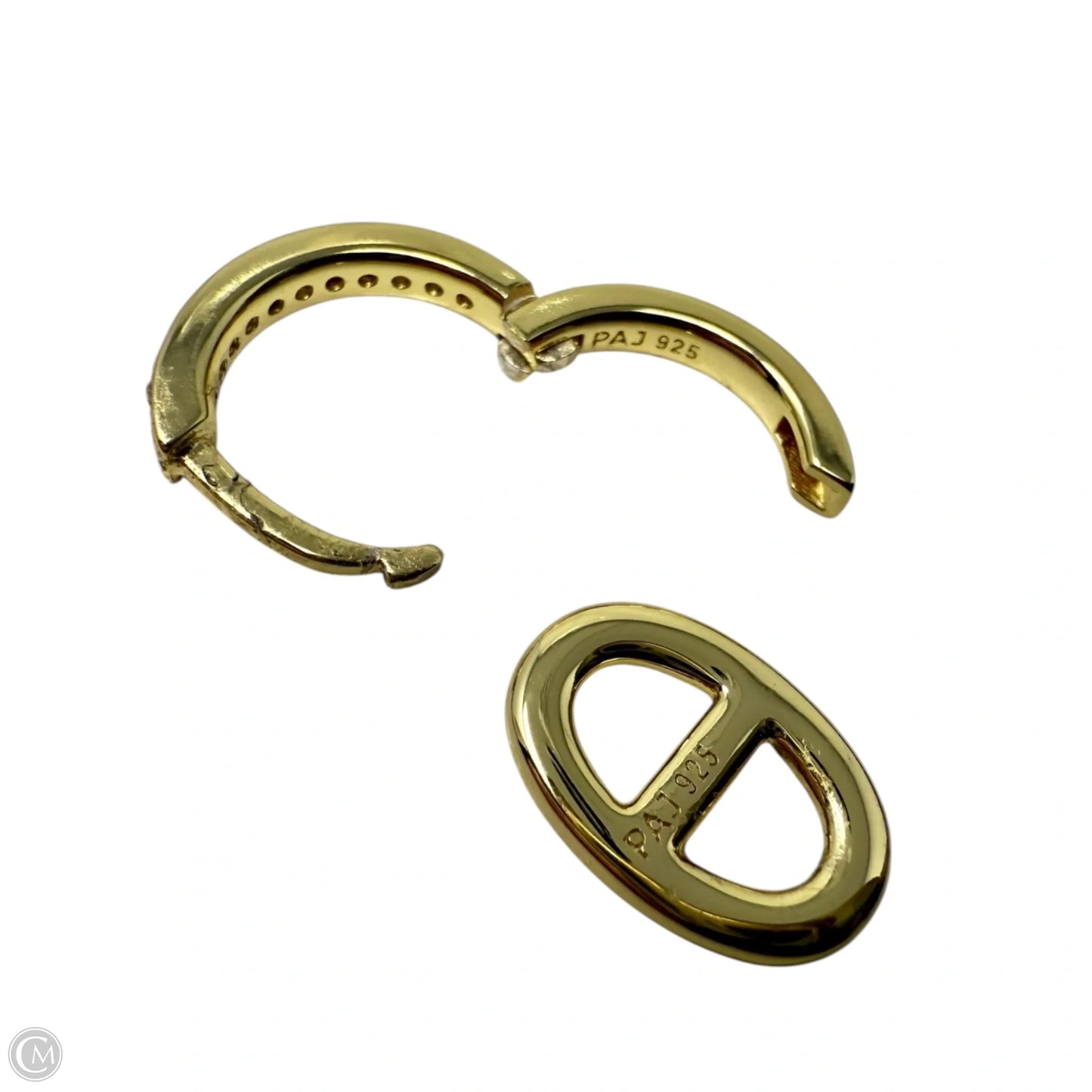 Vermeil Pave Hoop With Nautical Link Earrings By Clothes Mentor