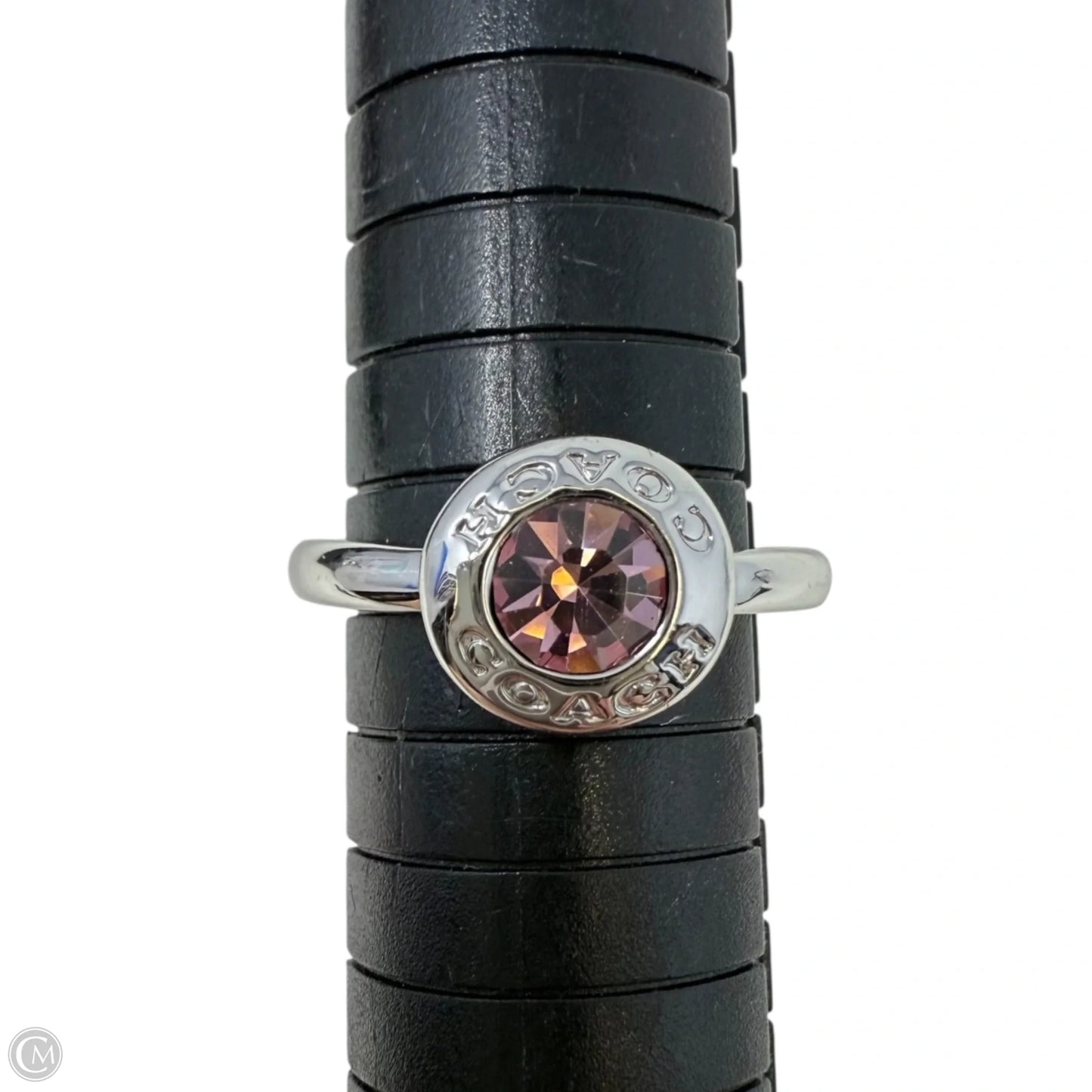 Signature Open Circle Stone Ring Designer By Coach, Size: 7.5