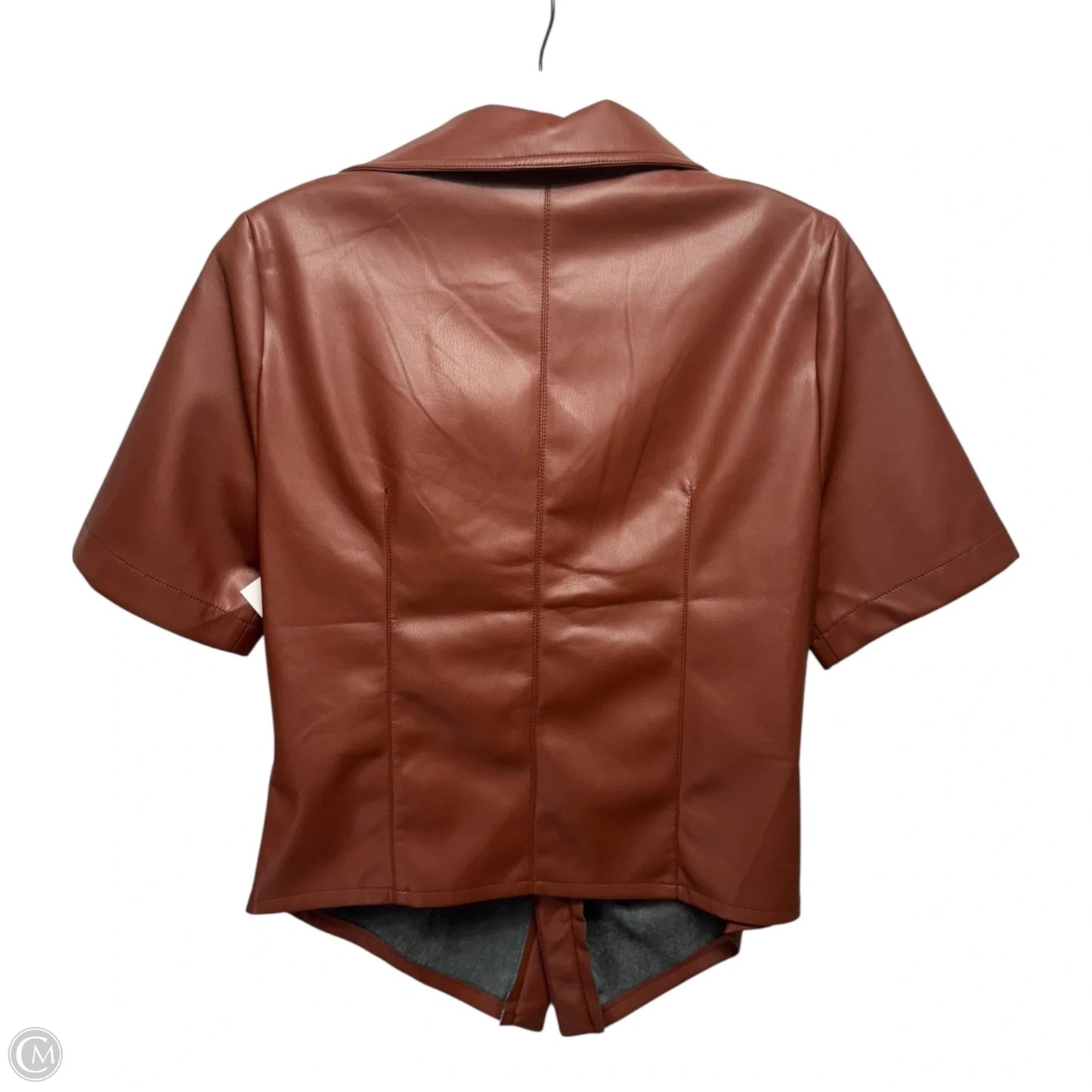 Faux Leather Top Short Sleeve By House Of Harlow In Copper, Size: S