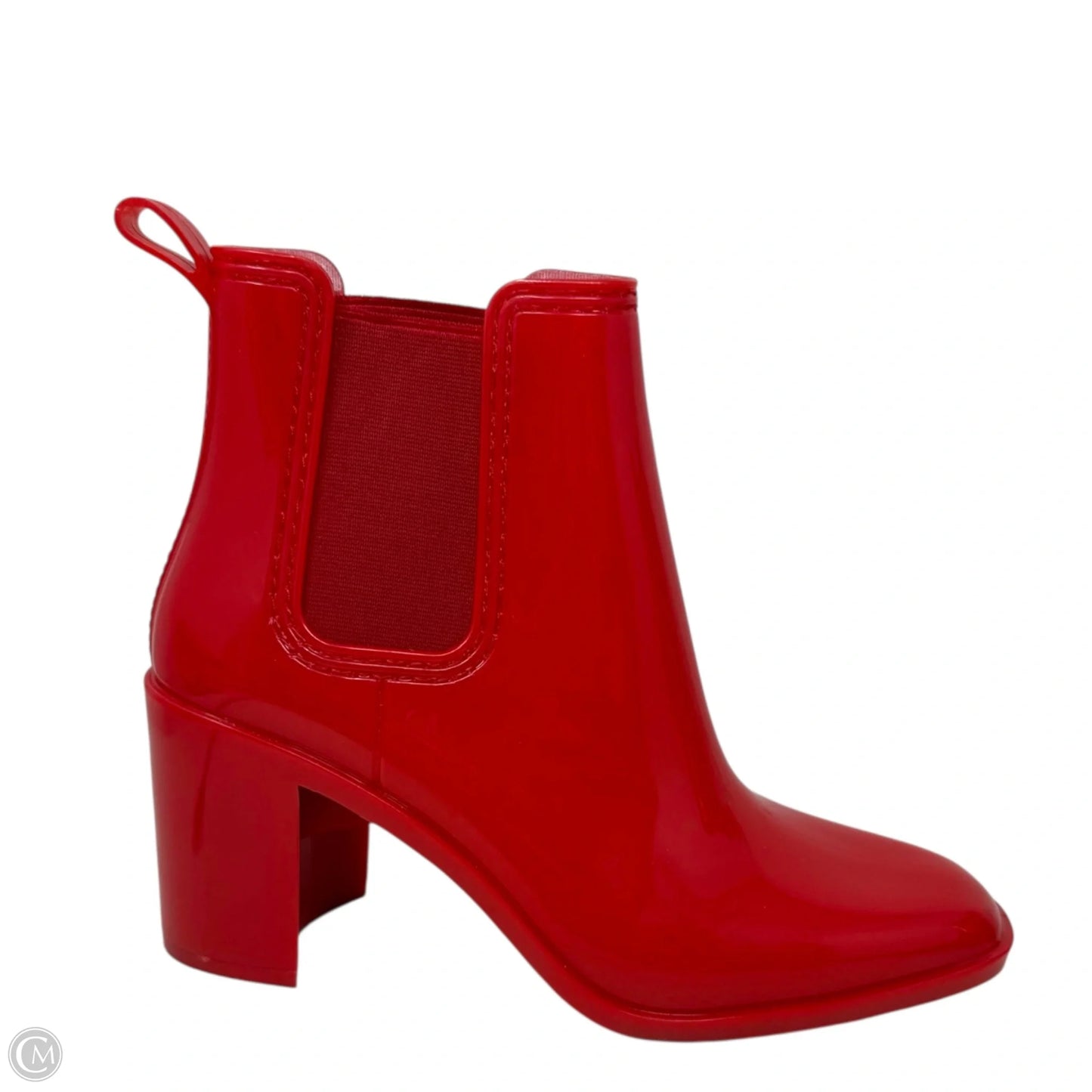 Hurricane Square-Toe Block-Heel Chelsea Boots By Jeffery Campbell In Red, Size: 8