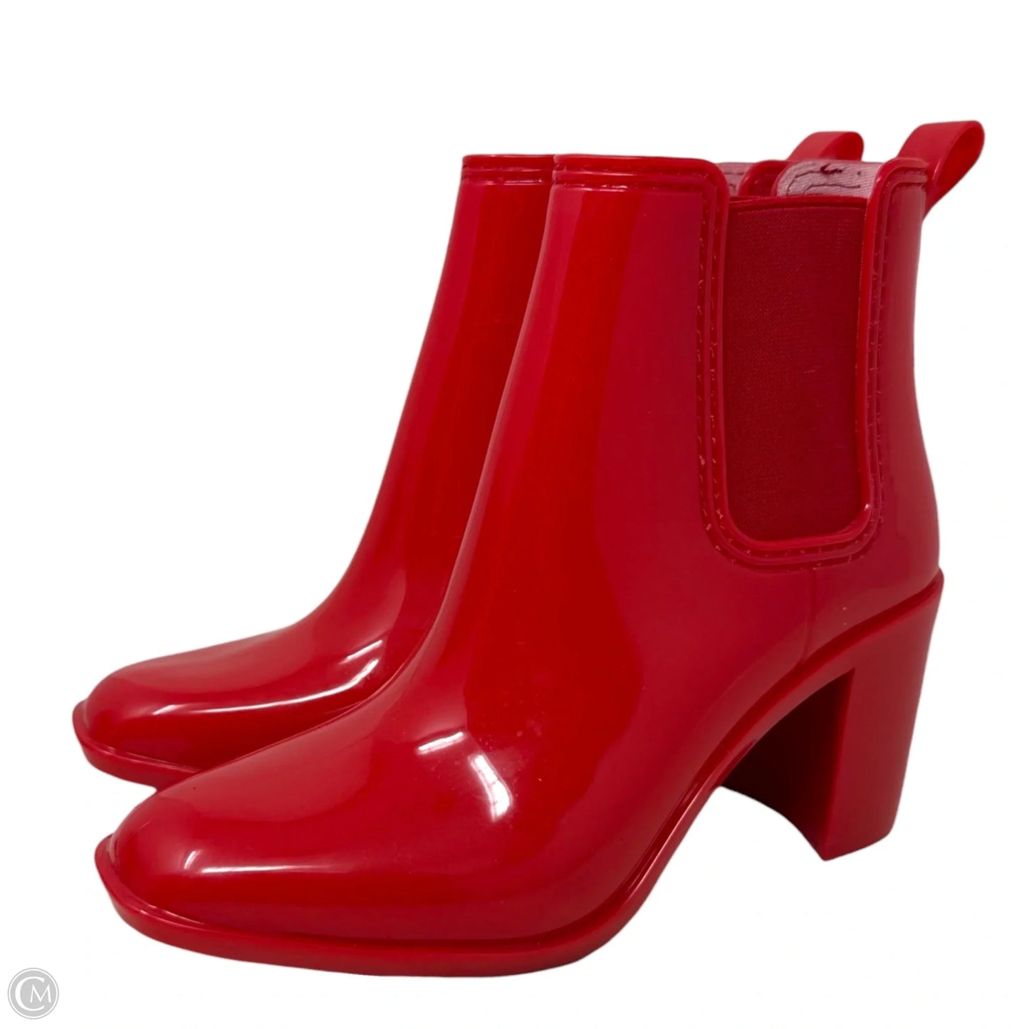 Hurricane Square-Toe Block-Heel Chelsea Boots By Jeffery Campbell In Red, Size: 8