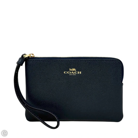 Crossgrain Leather Corner Zip Wristlet Designer By Coach In Midnight, Size: Small