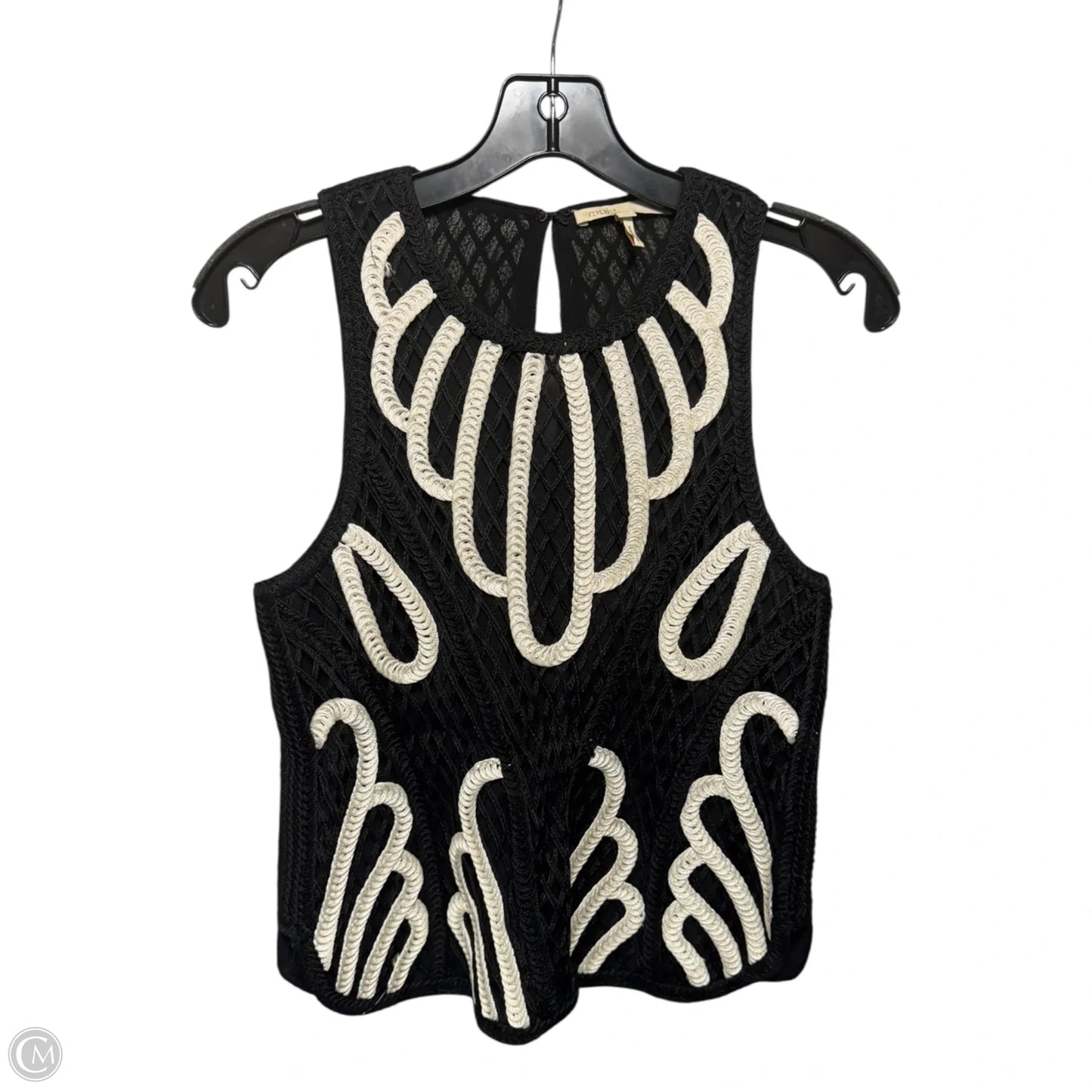 The Lovely Embroidered Top Sleeveless By Maje In Black & Cream, Size: 2