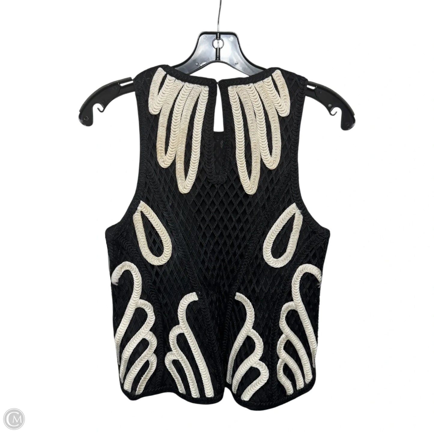 The Lovely Embroidered Top Sleeveless By Maje In Black & Cream, Size: 2