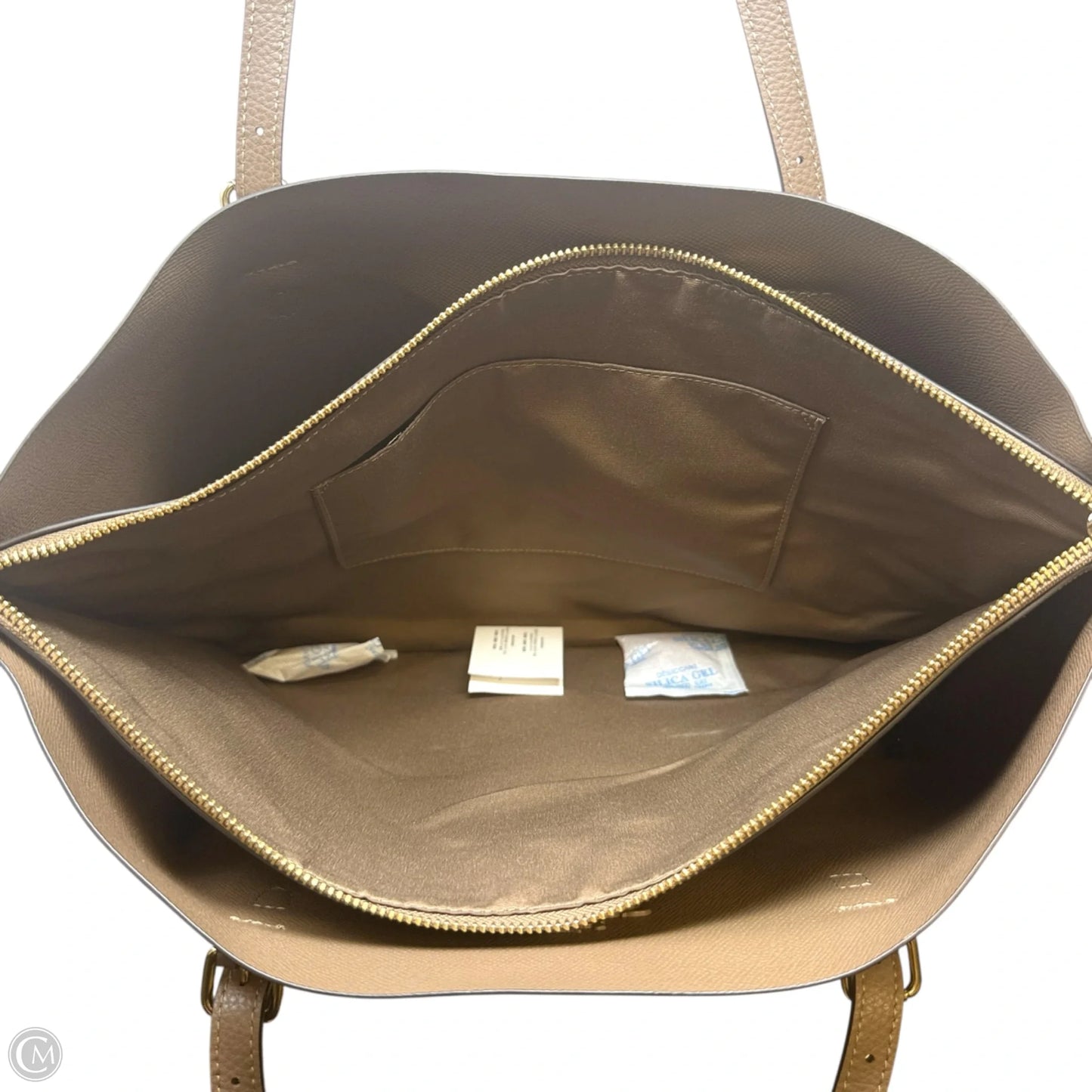 Mollie Tote Designer By Coach In Dark Stone Tumbled Leather, Size: Large