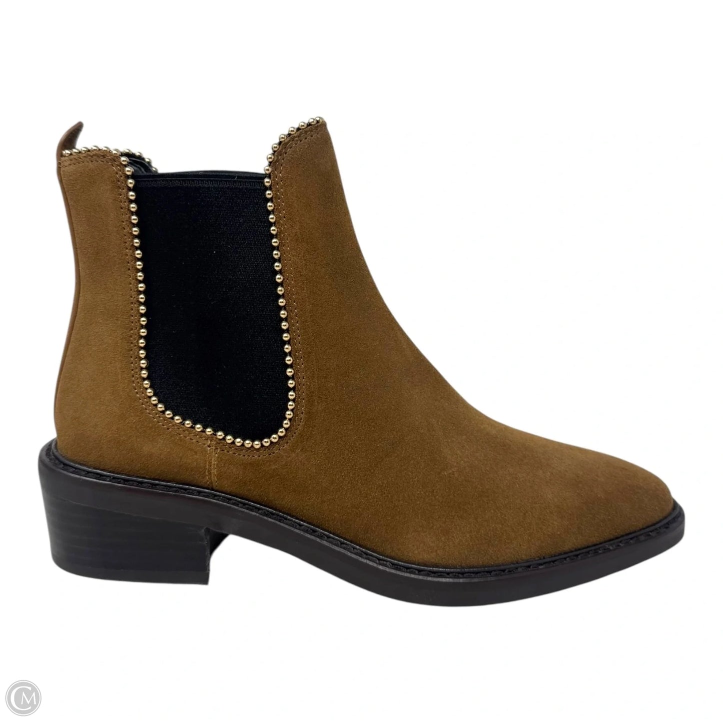 Bowery Studded Bootie Boots Designer By Coach In Tan, Size: 6