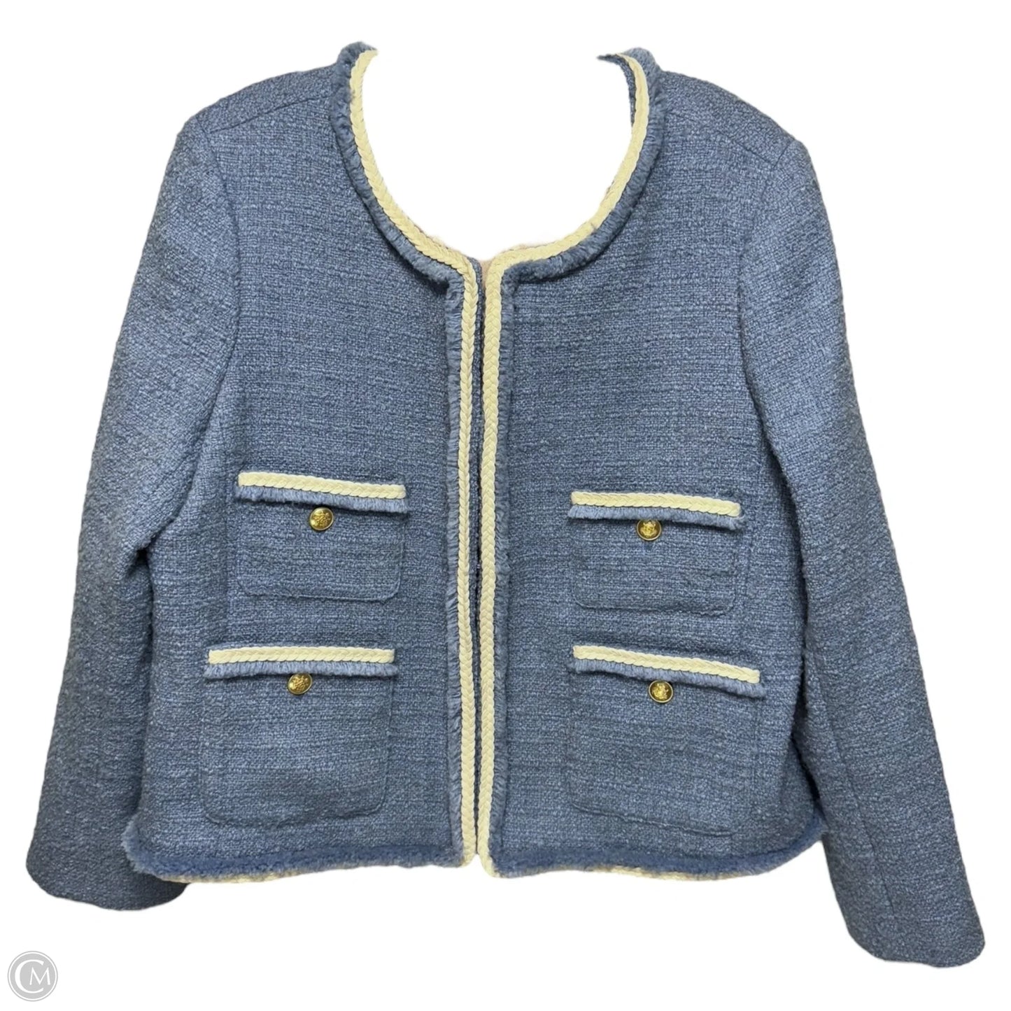 Wool Blend Jacket Other By J. Crew In Blue & White, Size: 14